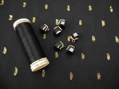 Radiance Viscose with Gold Flecks in Black, £12.00 p/m-Viscose-Flying Bobbins Haberdashery