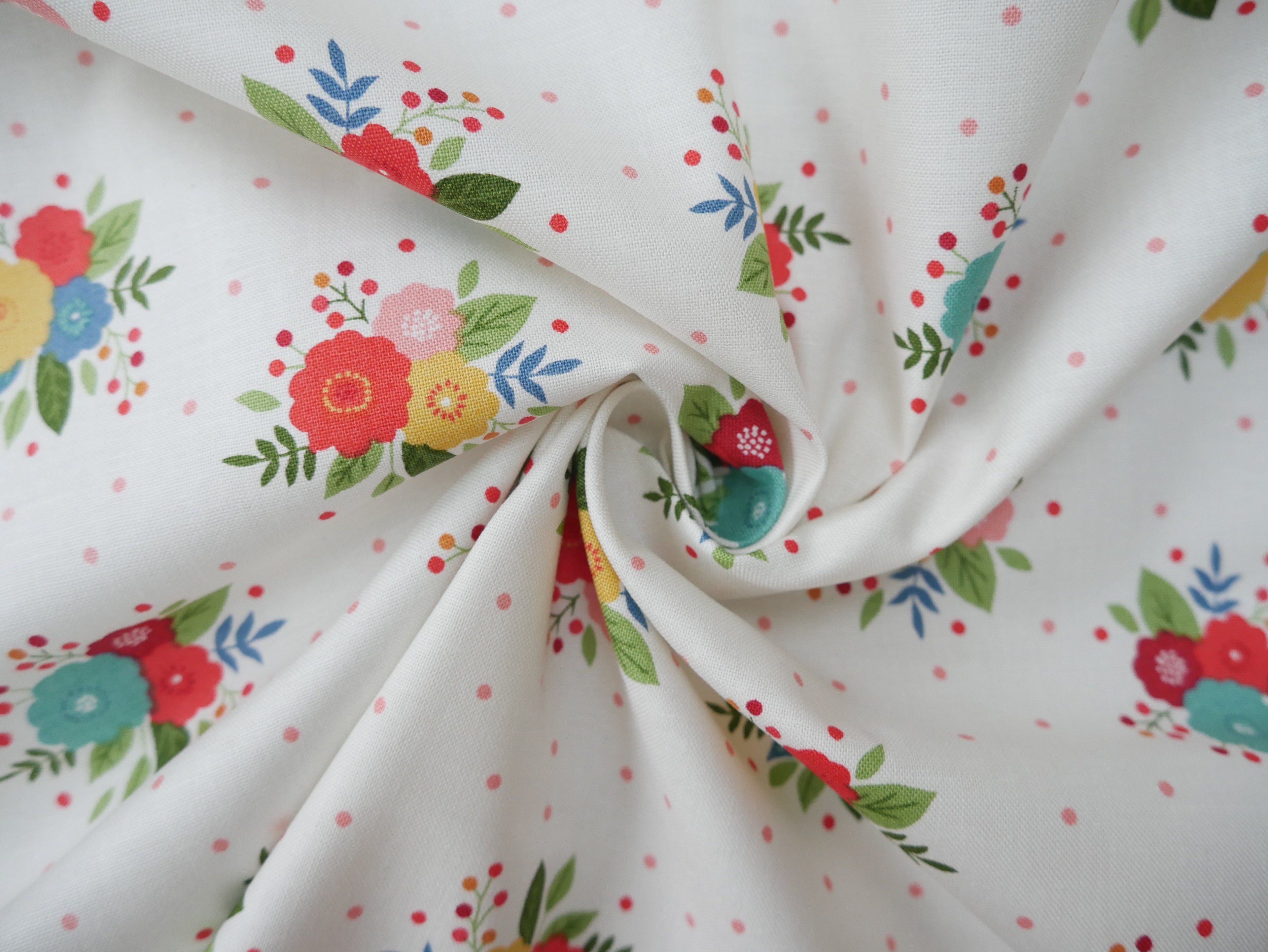 Amelia, Posy in Cream - 100% Cotton, £13.00 pm-Cotton-Flying Bobbins Haberdashery