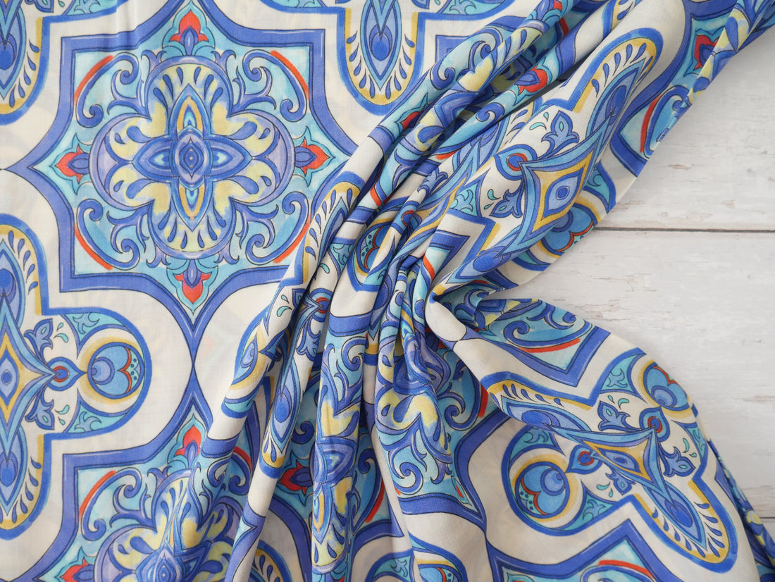 Greek Plaza Viscose Challis Lawn, £17.50 p/m-Viscose-Flying Bobbins Haberdashery