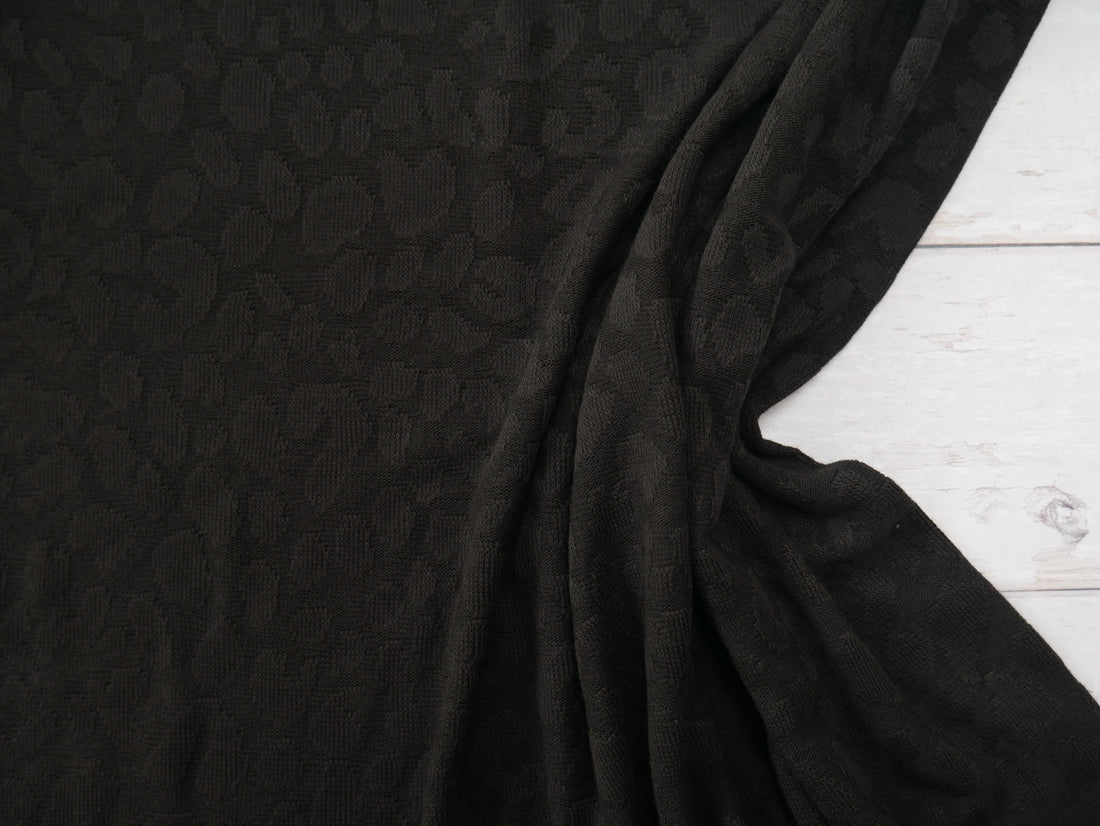 Keiko Jacquard Knit Fabric in Black, £17.50 p/m-Fabric-Flying Bobbins Haberdashery