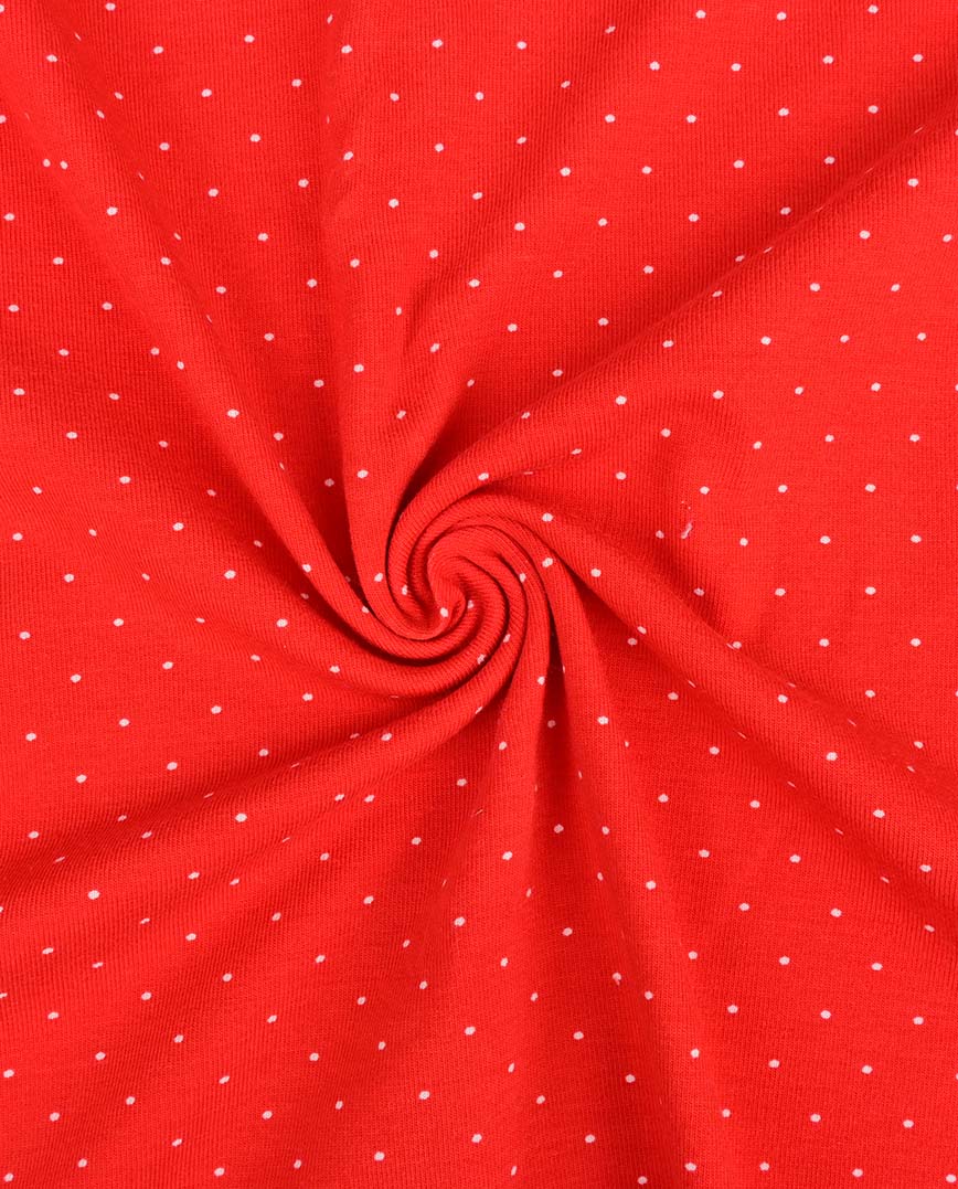 Pin Spot Cotton Jersey in Red £16.00 pm-Cotton Jersey-Flying Bobbins Haberdashery