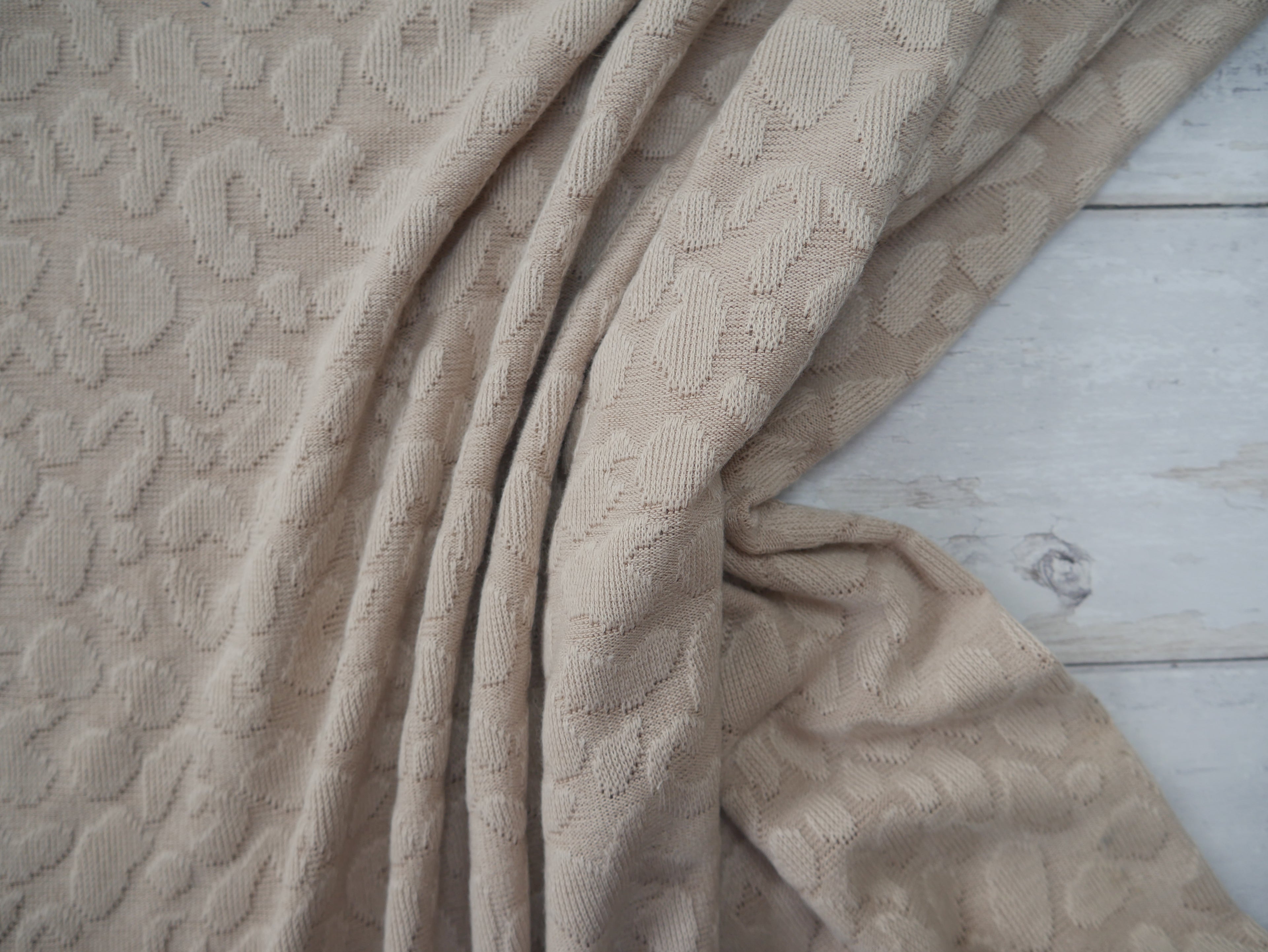 Keiko Jacquard Knit Fabric in Oatmeal, £17.50 p/m-Fabric-Flying Bobbins Haberdashery