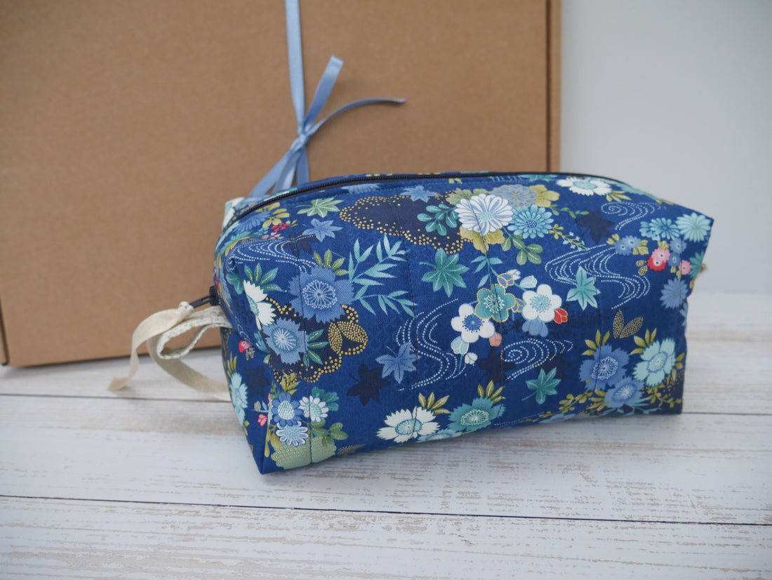 Harmony Boxed Make-Up Bag Kit in Blue-Sewing Kit-Flying Bobbins Haberdashery