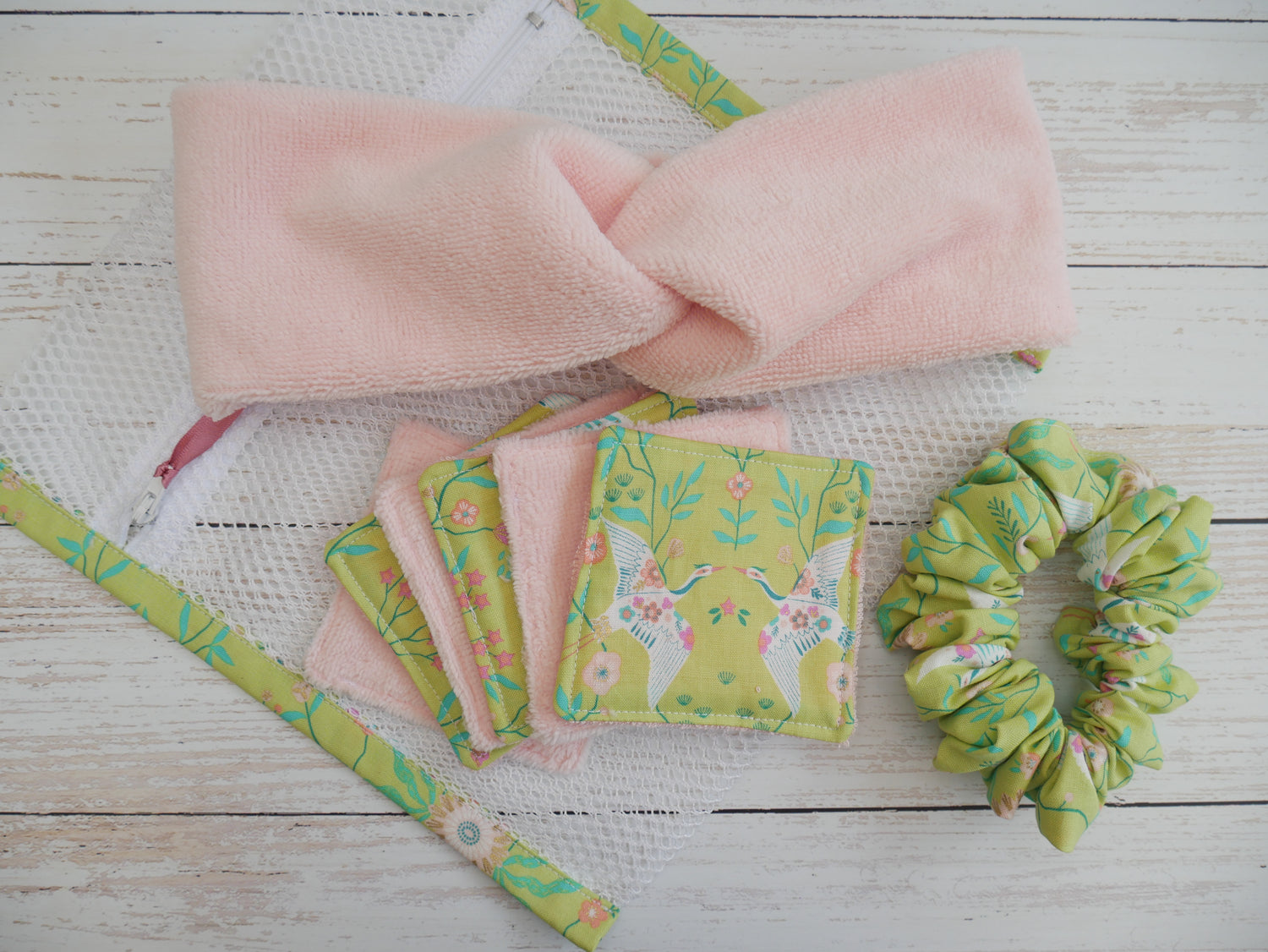 Cranes Beauty Gift Set in Chartreuse-Sewing Kit-Flying Bobbins Haberdashery