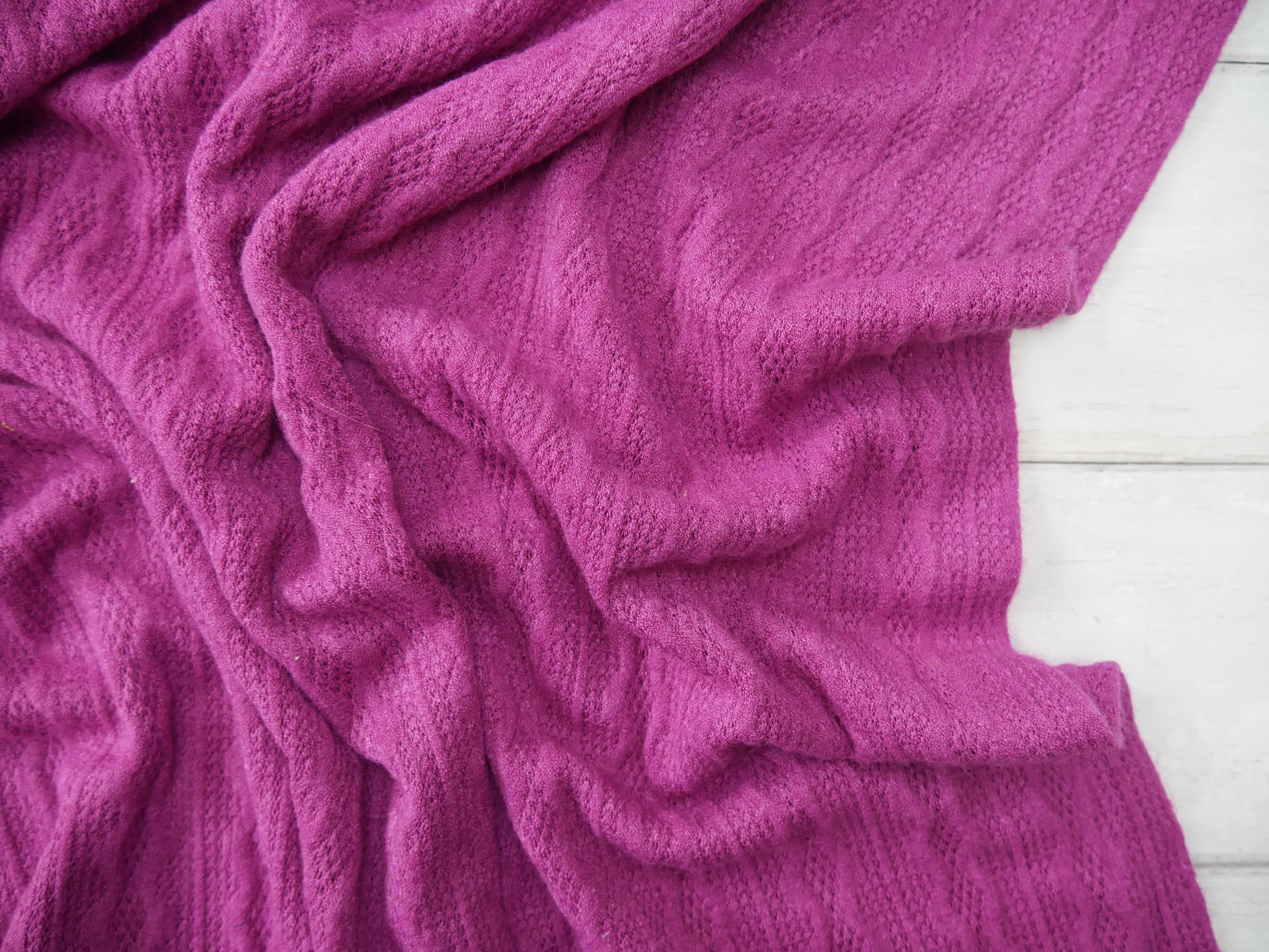 Florence Cable Knit Fabric in Cyclamen, £17.50-Fabric-Flying Bobbins Haberdashery