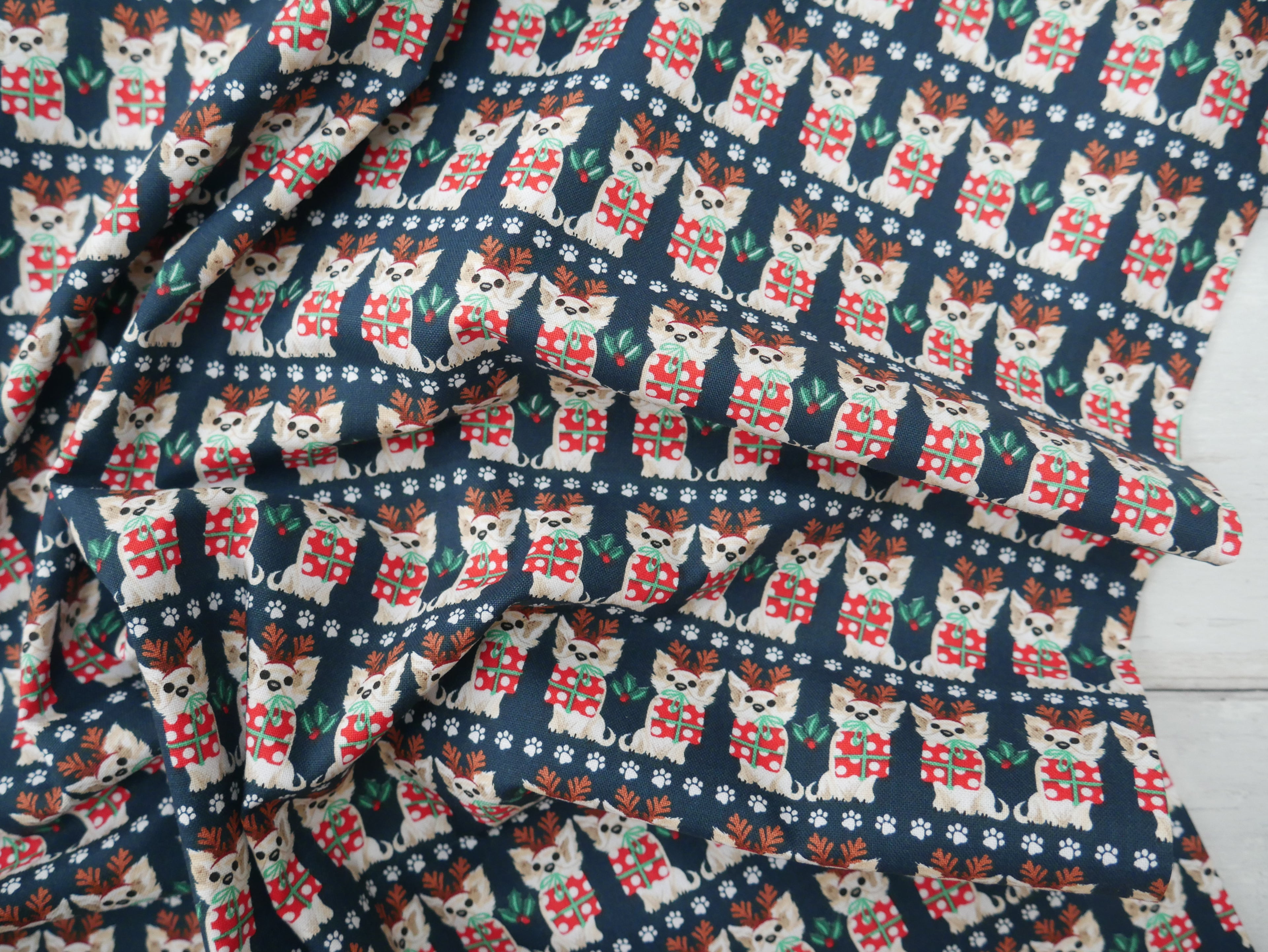 Santa Paws Printed Cotton by 3 Wishes, £12.00 p/m-Fabric-Flying Bobbins Haberdashery