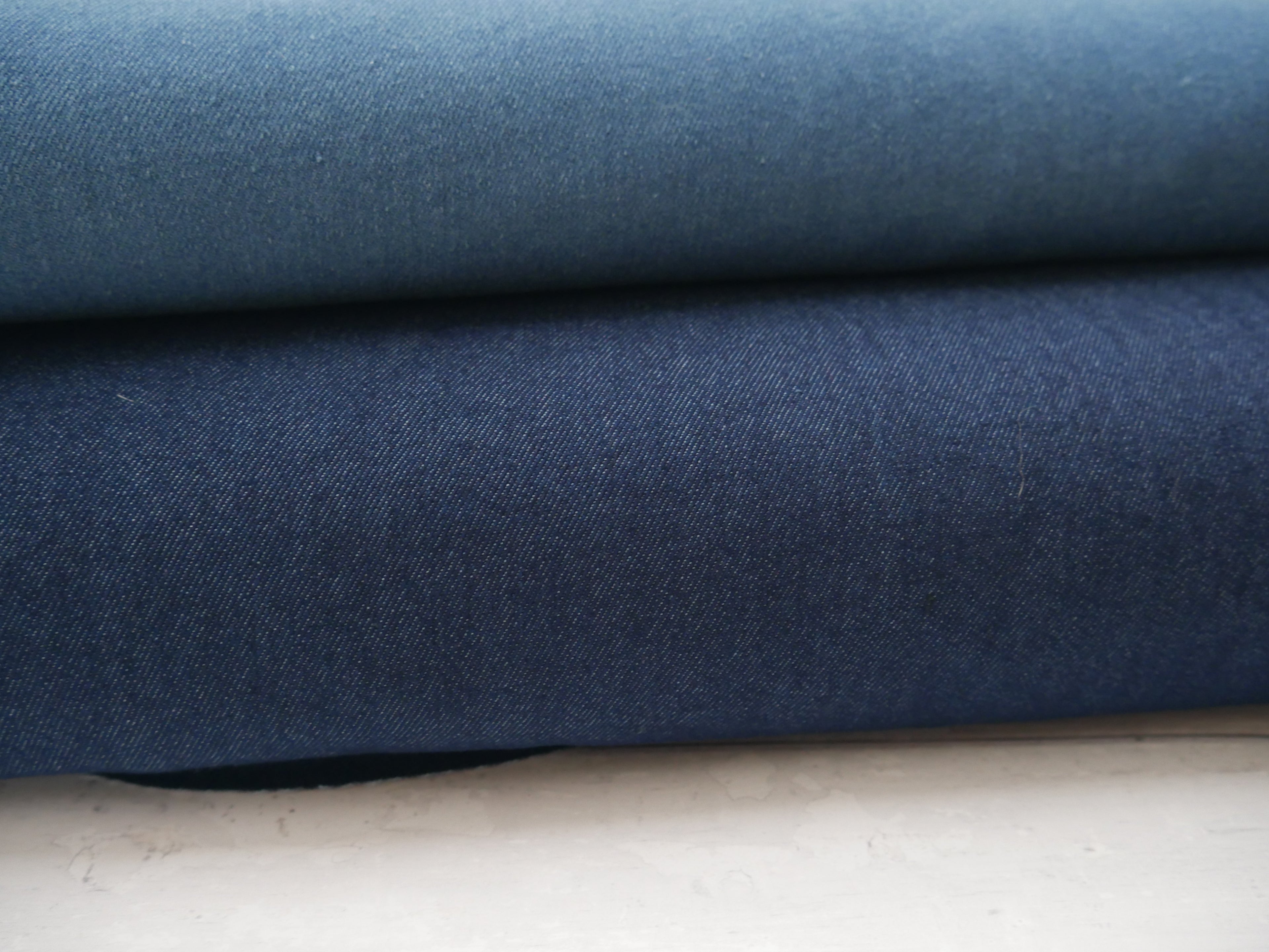 Washed Stretch Jeans Fabric in Mid-Blue, £15.00 p/m-Fabric-Flying Bobbins Haberdashery