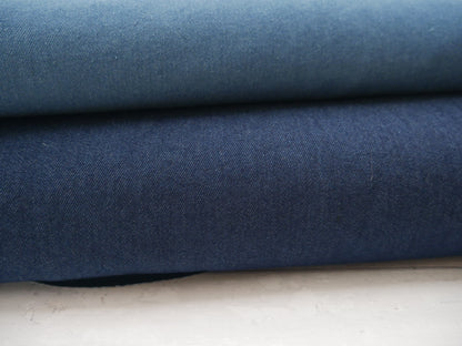 Washed Stretch Jeans Fabric in Mid-Blue, £15.00 p/m-Fabric-Flying Bobbins Haberdashery