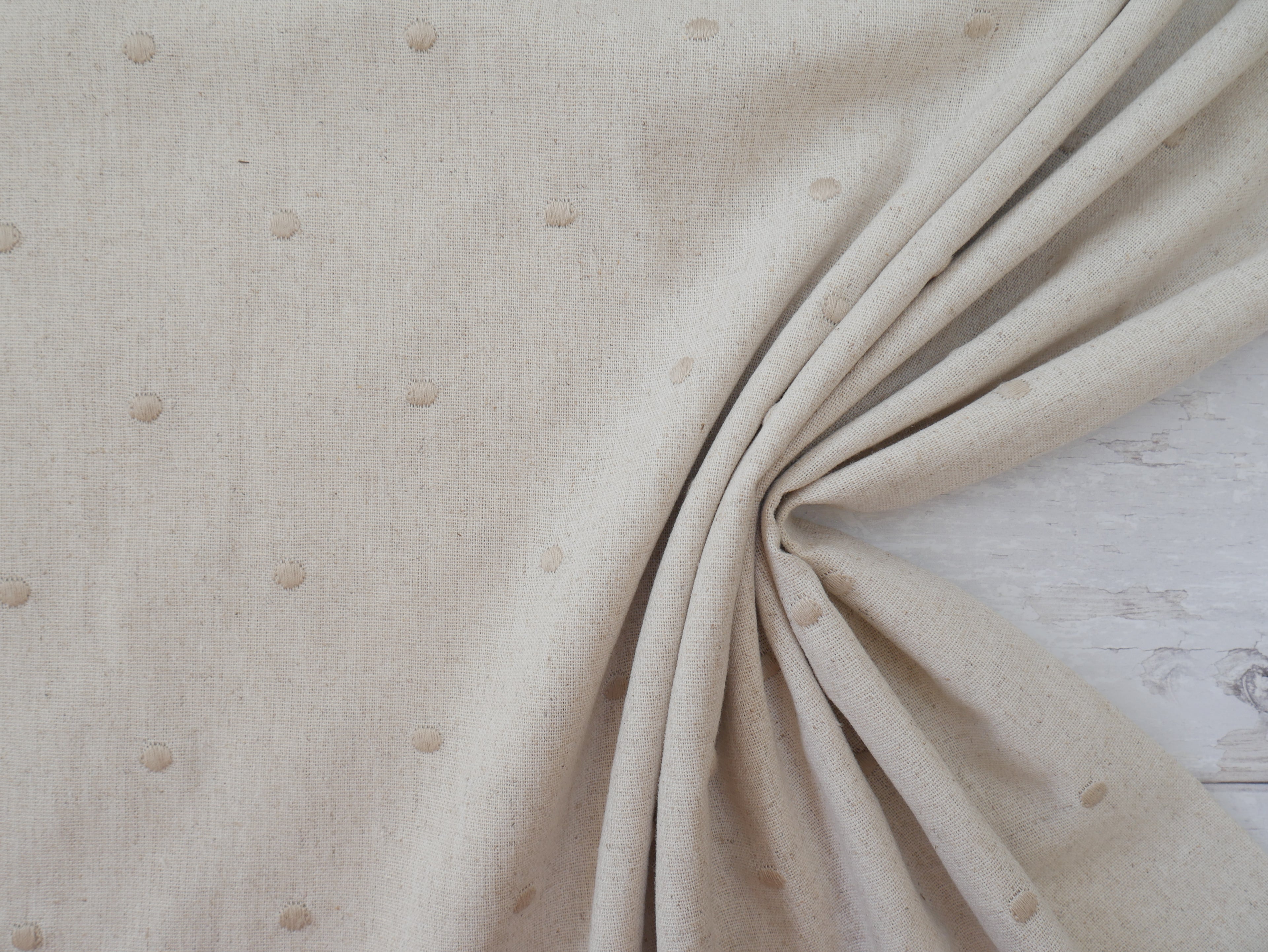 Linen Viscose with Embroidered Spot, £15.00 p/m-Fabric-Flying Bobbins Haberdashery