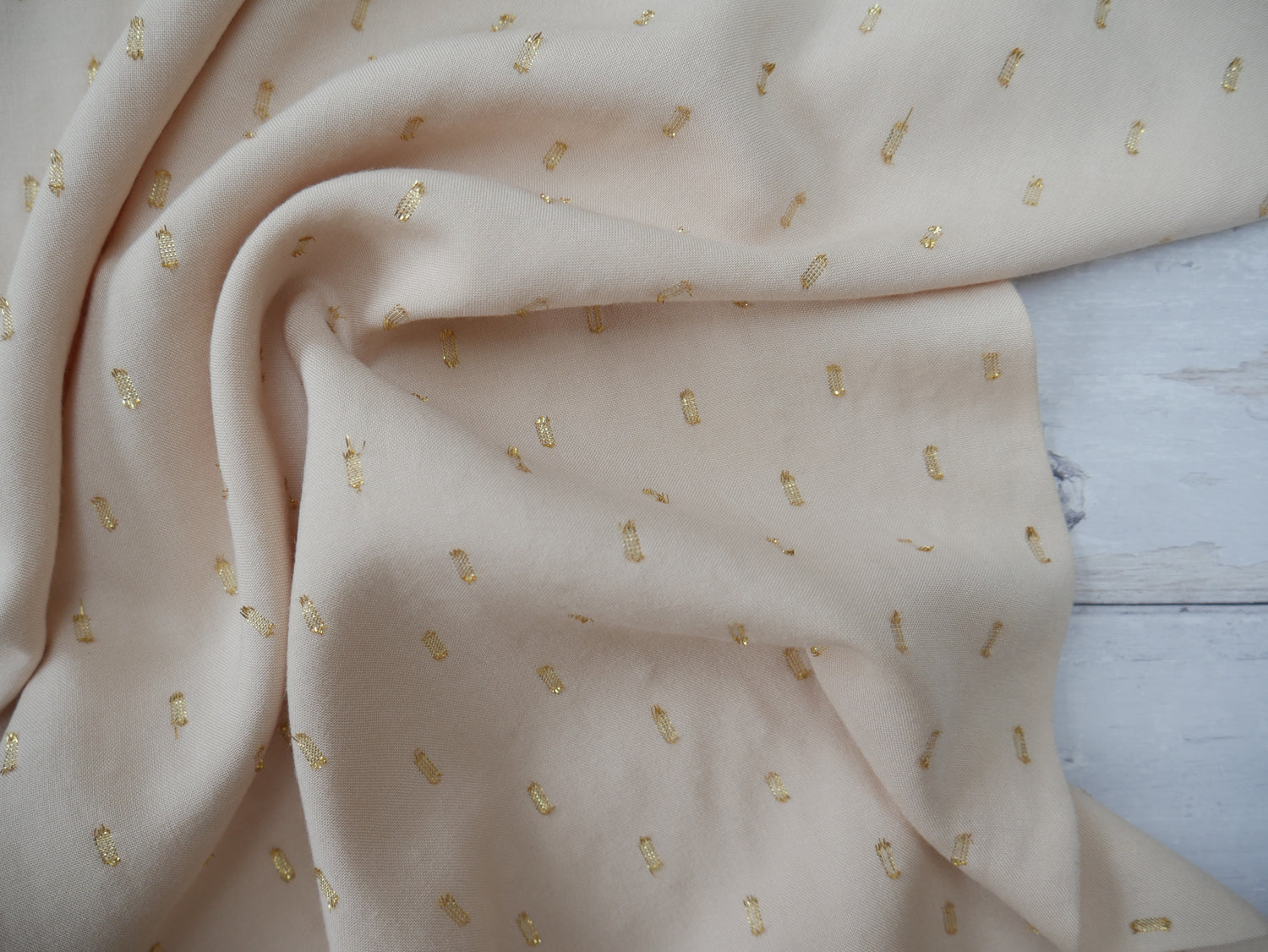 Radiance Viscose with Gold Flecks in Cream, £12.00 p/m-Viscose-Flying Bobbins Haberdashery