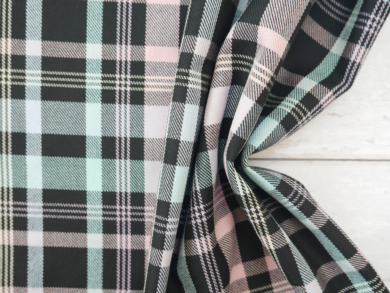 Pastel Tartan Poly-Viscose, £10.00 p/m-Fabric-Flying Bobbins Haberdashery