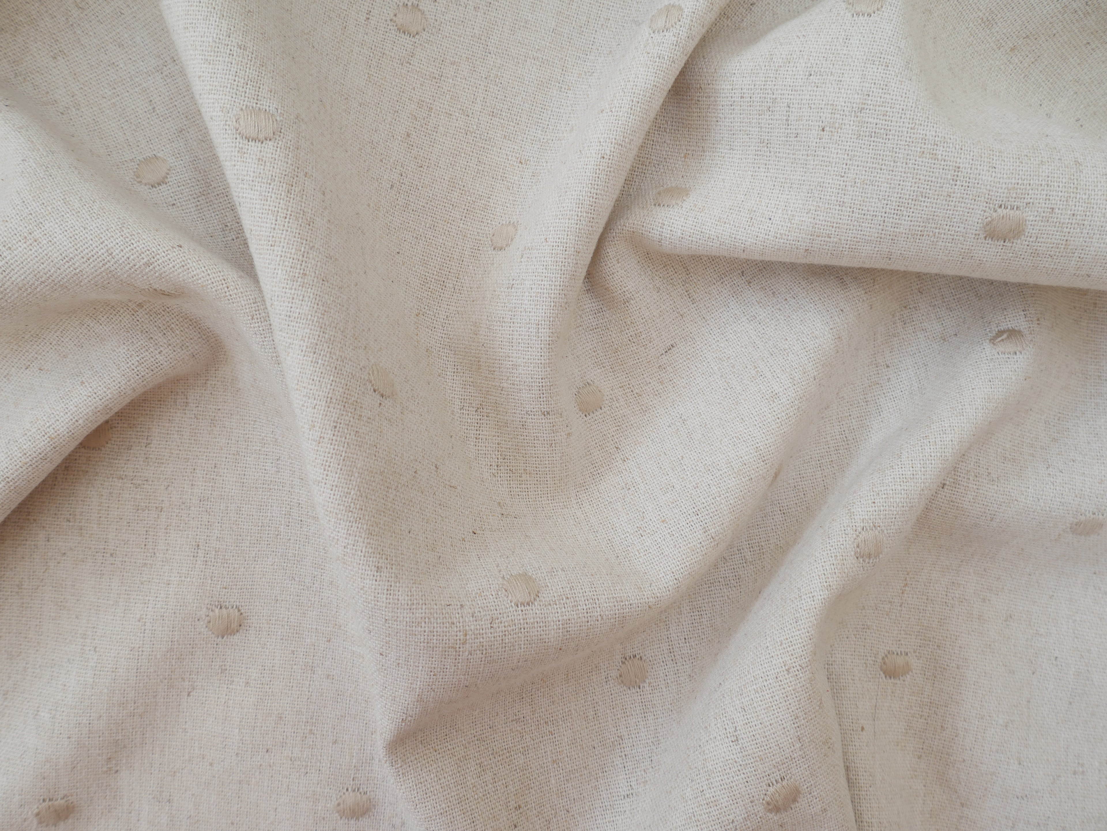 Linen Viscose with Embroidered Spot, £15.00 p/m-Fabric-Flying Bobbins Haberdashery