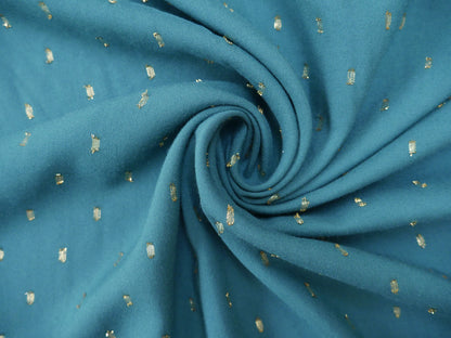 Radiance Viscose with Gold Flecks in Peacock, £12.00 p/m-Viscose-Flying Bobbins Haberdashery