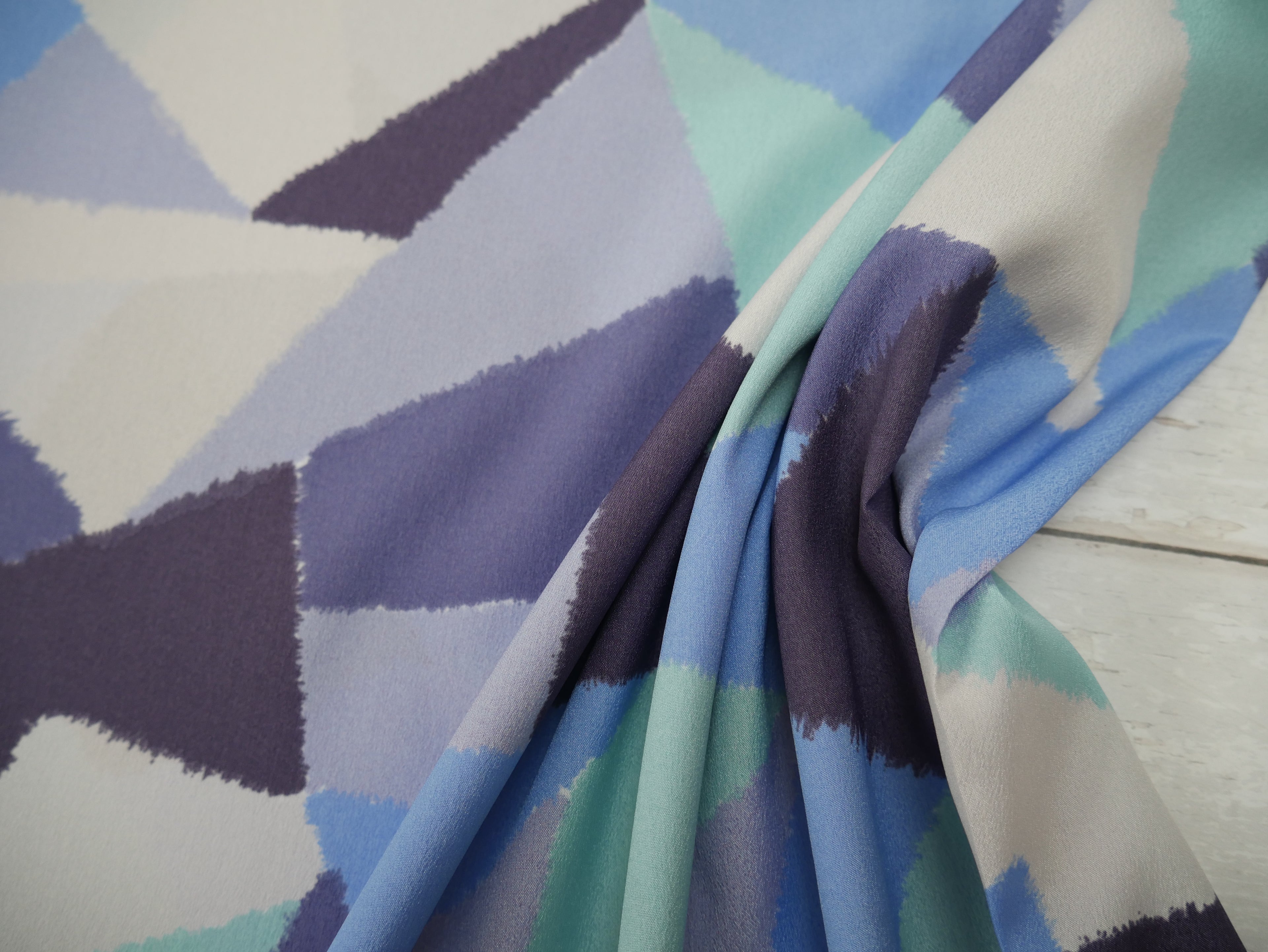 Lady McElroy Crepe De Chine Lining in Glacier, £14.00 p/m-Fabric-Flying Bobbins Haberdashery