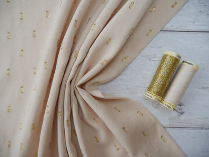 Radiance Viscose with Gold Flecks in Cream, £12.00 p/m-Viscose-Flying Bobbins Haberdashery