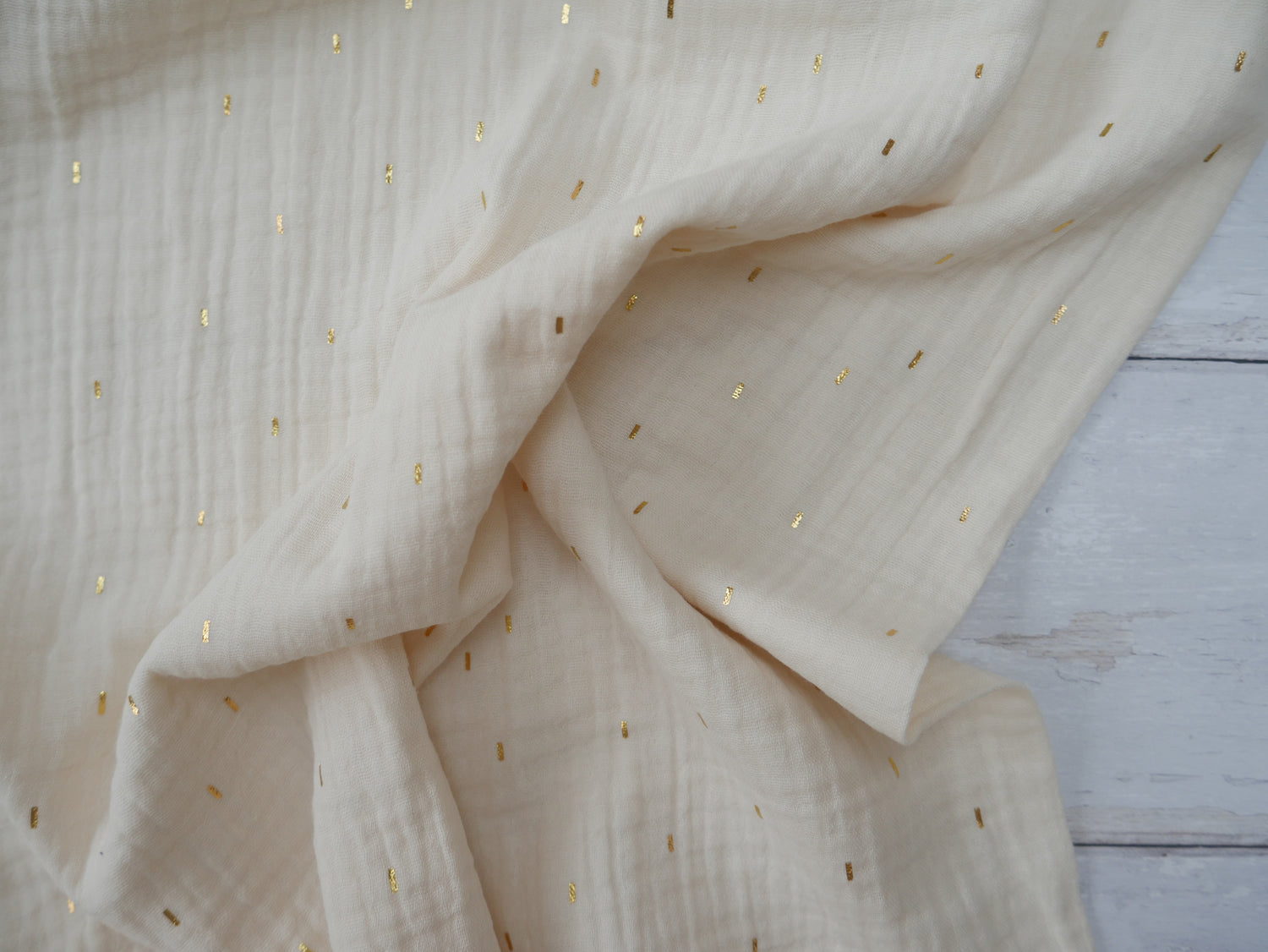 Gold Fleck Double Gauze in Ivory, £11.50 p/m-Cotton-Flying Bobbins Haberdashery