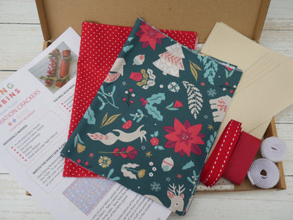 Reversible Fabric Crackers Kit - Festive Forest-Sewing Kit-Flying Bobbins Haberdashery