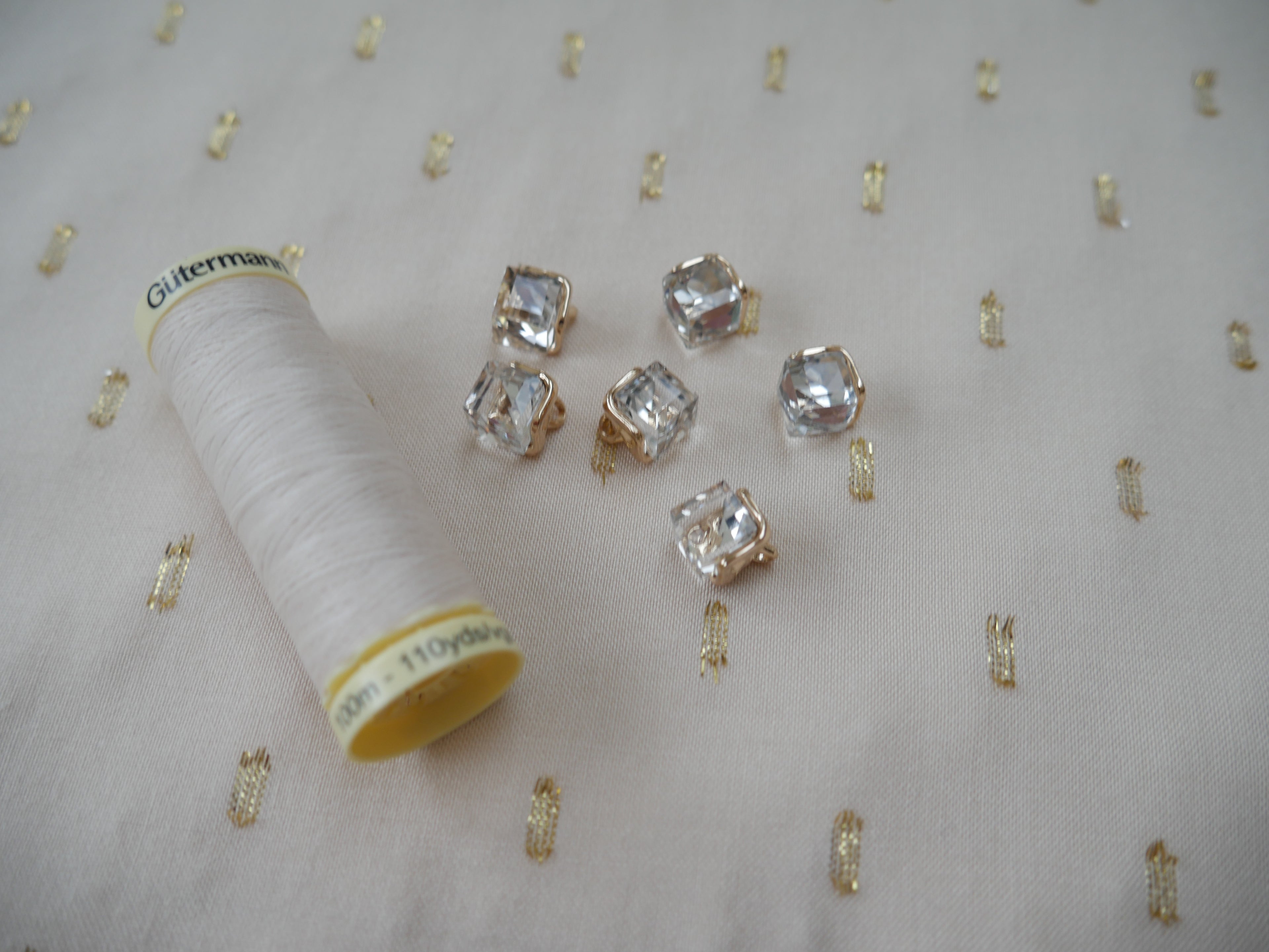 Radiance Viscose with Gold Flecks in Cream, £12.00 p/m-Viscose-Flying Bobbins Haberdashery