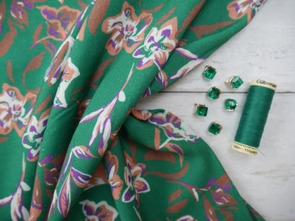 Cicadella Blouse Kit - Emerald Printed Viscose-Sewing Kit-Flying Bobbins Haberdashery