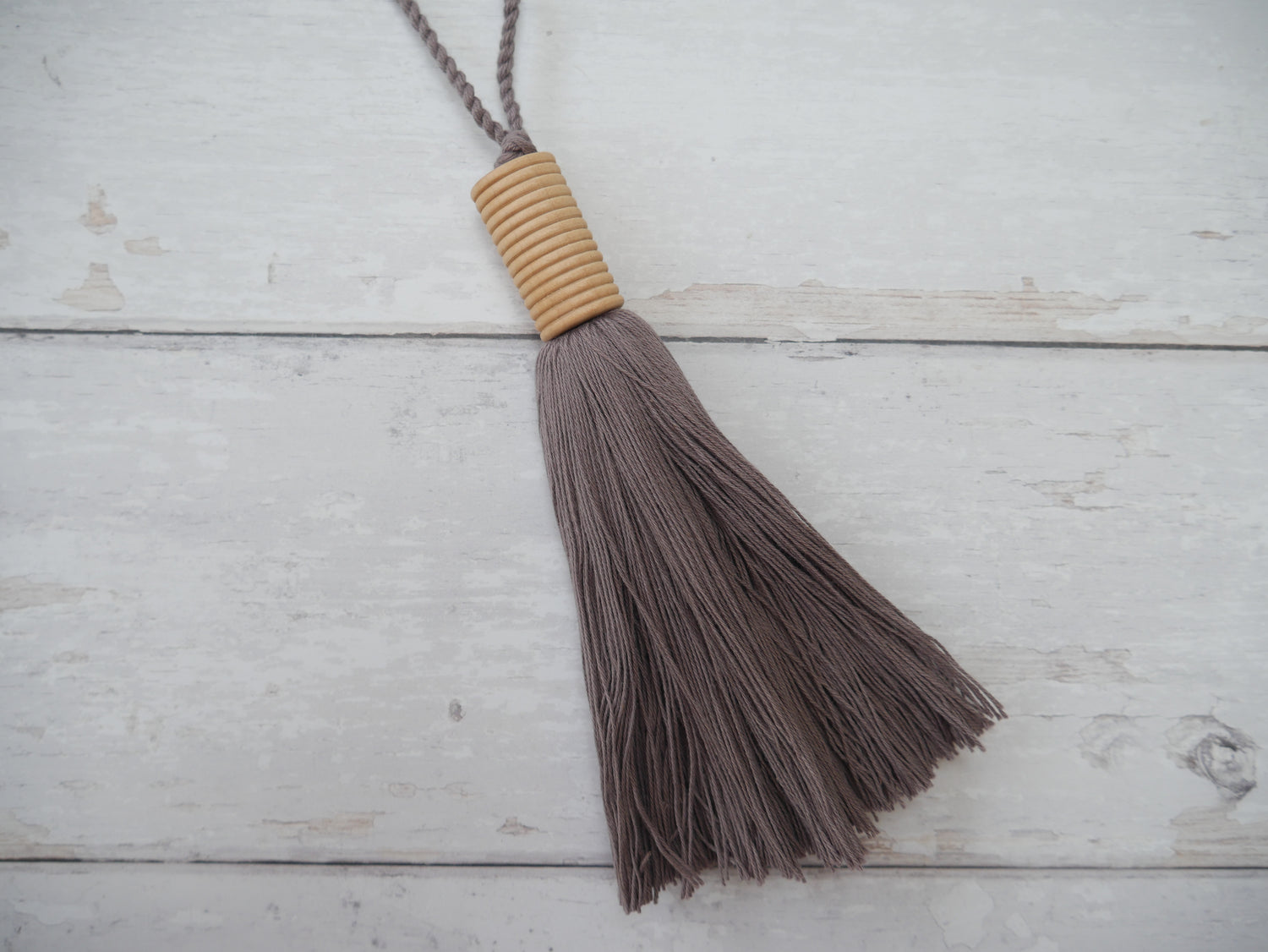 Giant Wooden Tassel in Taupe-Tassel-Flying Bobbins Haberdashery