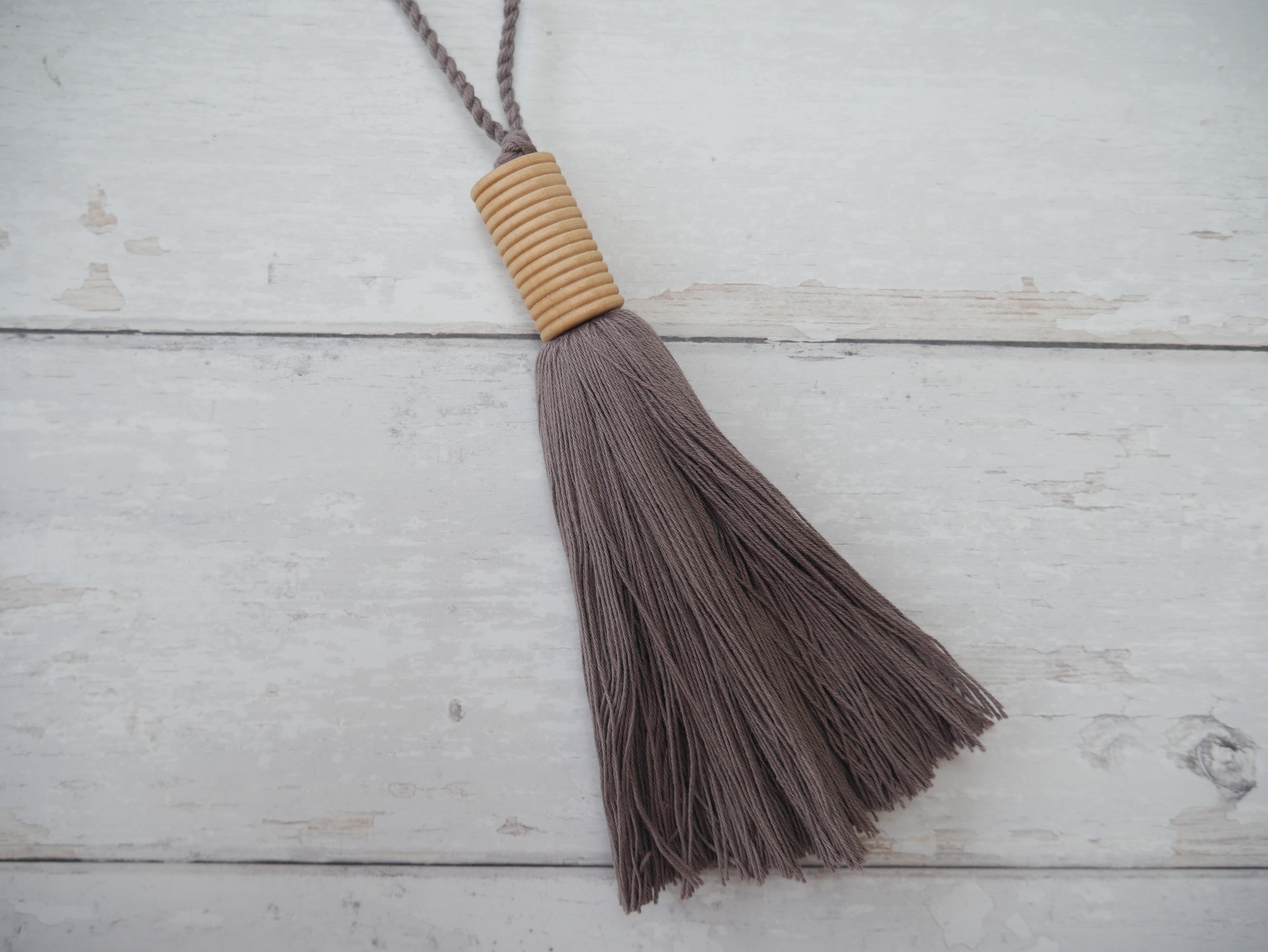 Giant Wooden Tassel in Taupe-Tassel-Flying Bobbins Haberdashery