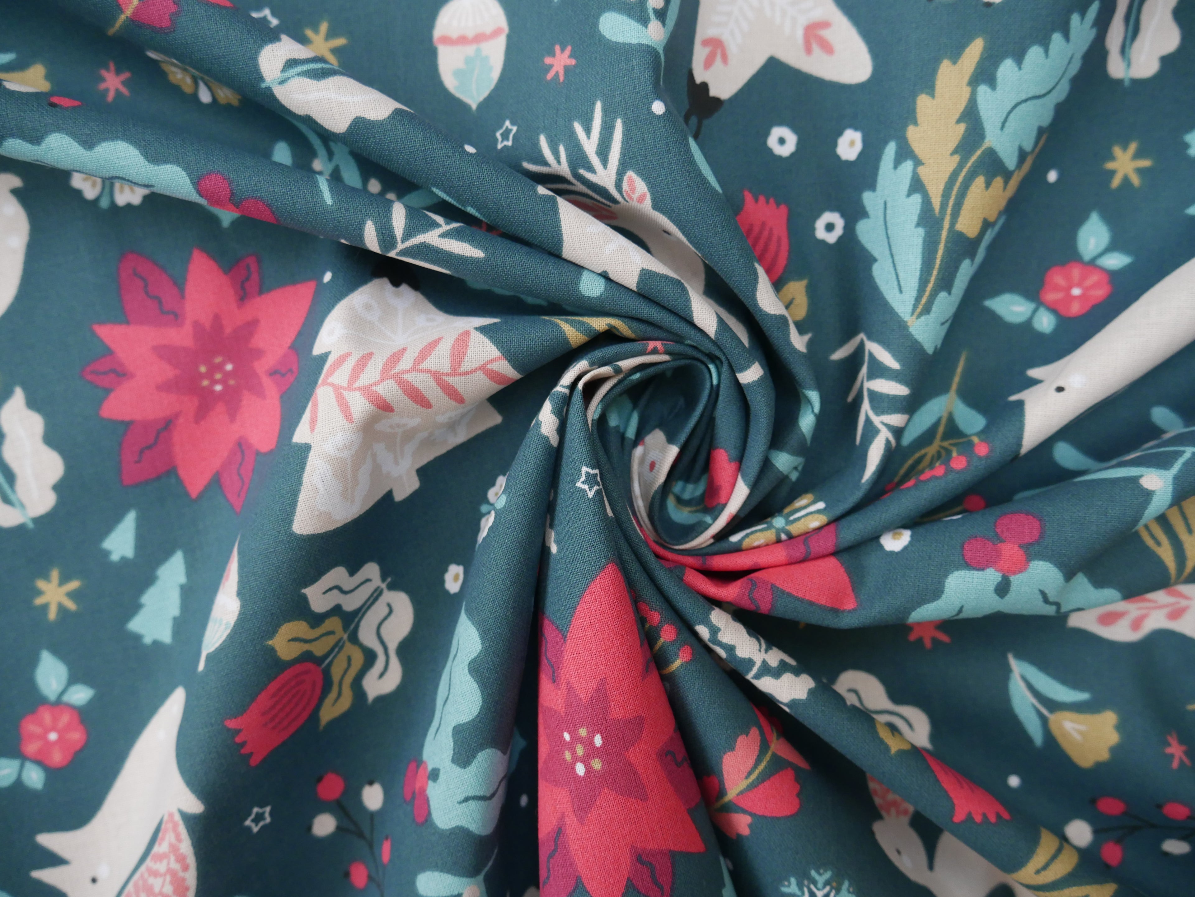 Festive Forest Printed Cotton, £14.00 p/m-Fabric-Flying Bobbins Haberdashery