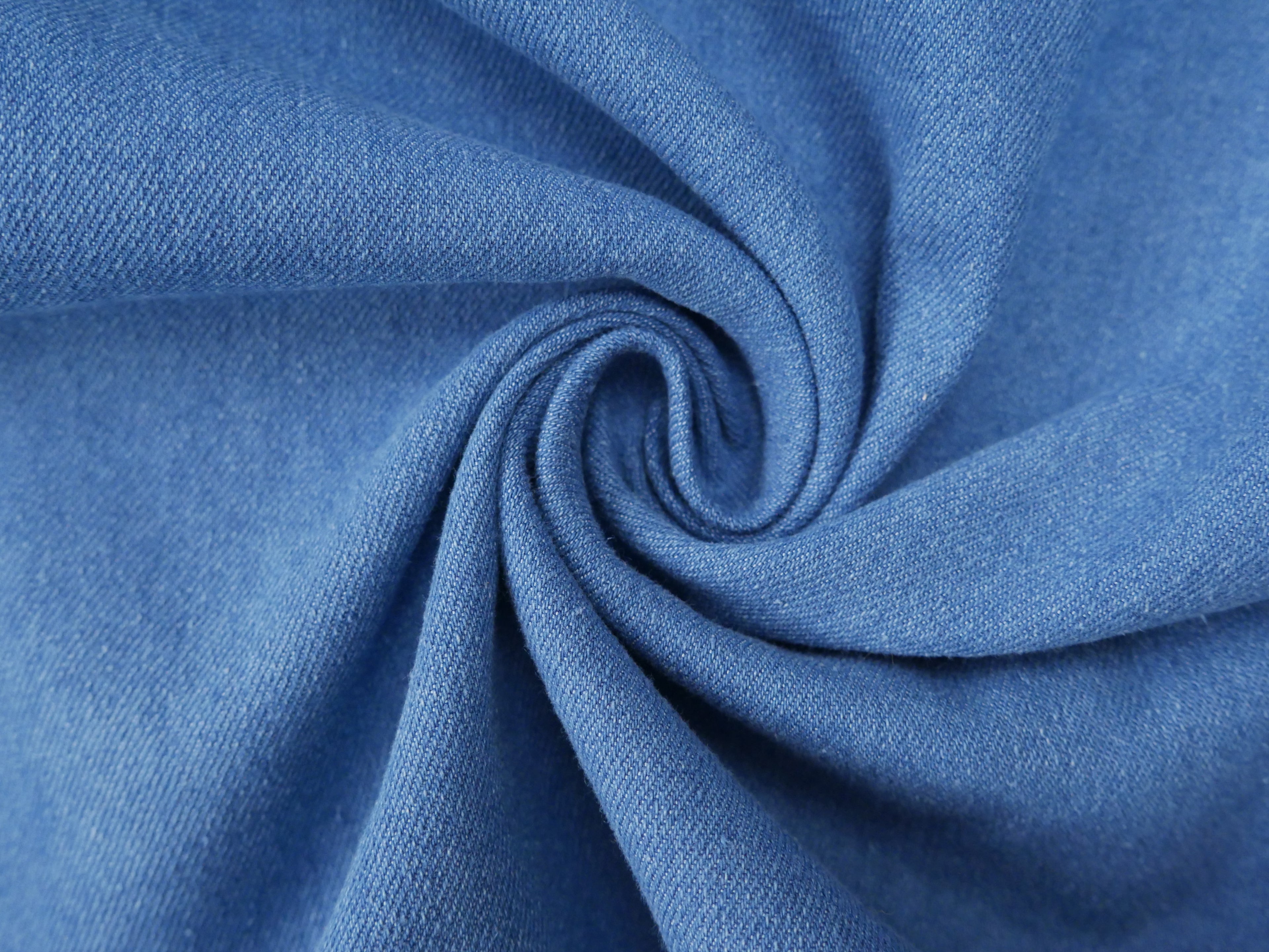 Washed Stretch Jeans Fabric in Mid-Blue, £15.00 p/m-Fabric-Flying Bobbins Haberdashery