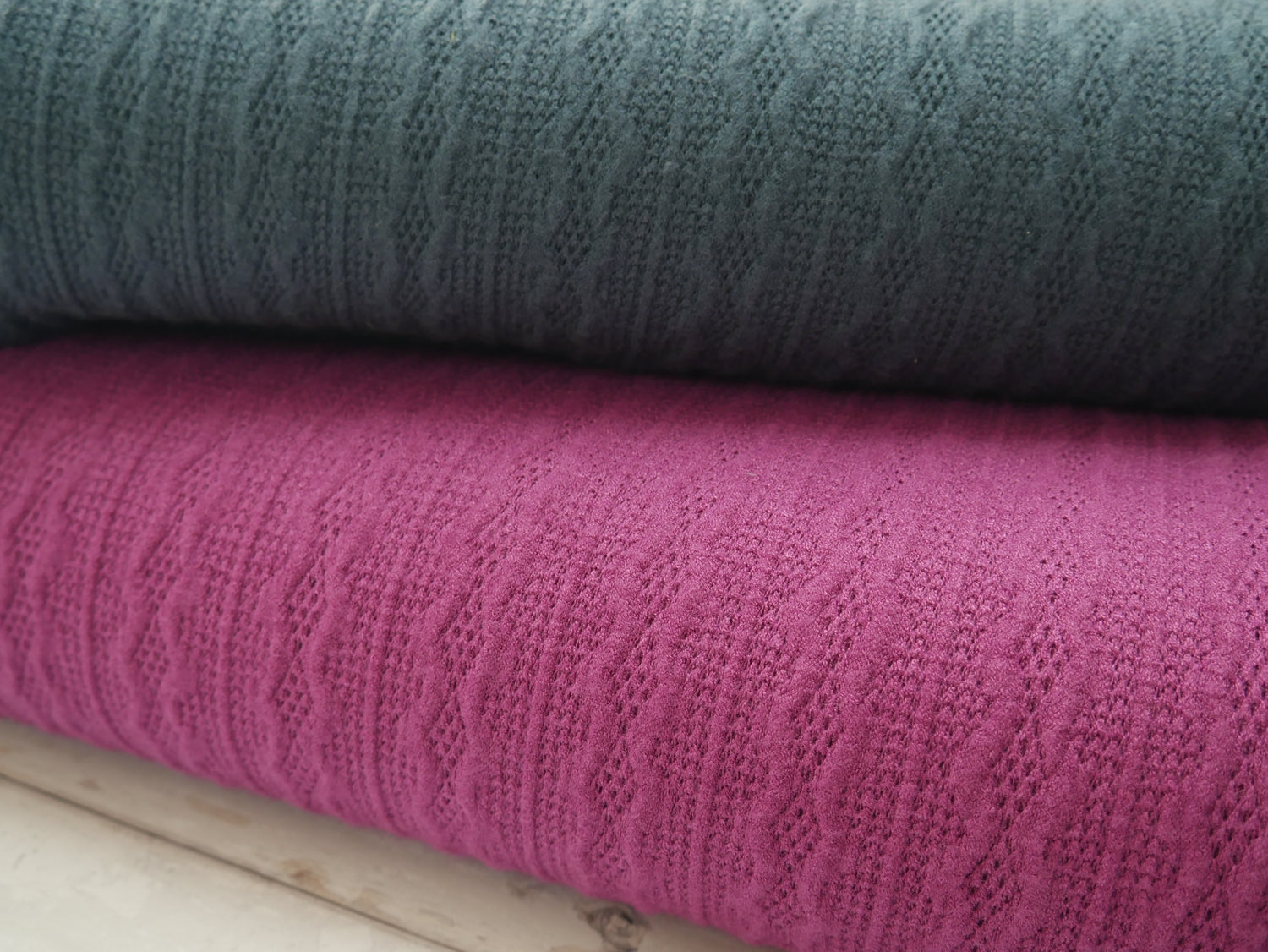 Florence Cable Knit Fabric in Cyclamen, £17.50-Fabric-Flying Bobbins Haberdashery