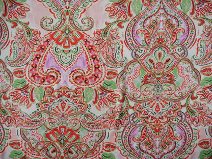 Paisley Viscose Crepe Jersey in Watermelon, £17.50 p/m-Viscose jersey-Flying Bobbins Haberdashery