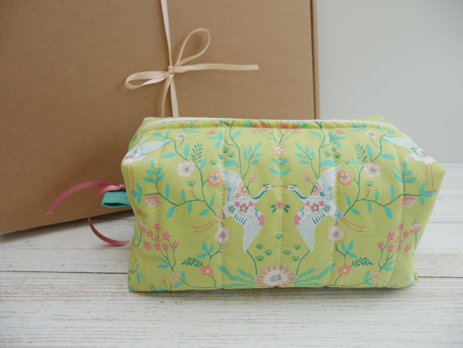 Cranes Boxed Make-Up Bag Kit in Chartreuse-Sewing Kit-Flying Bobbins Haberdashery