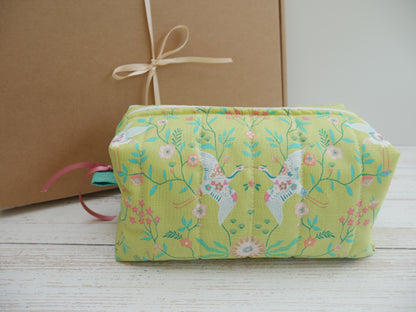 Cranes Boxed Make-Up Bag Kit in Chartreuse-Sewing Kit-Flying Bobbins Haberdashery