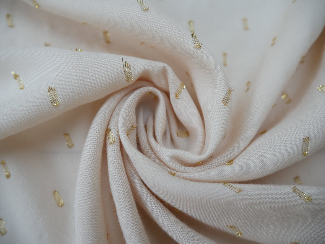 Radiance Viscose with Gold Flecks in Cream, £12.00 p/m-Viscose-Flying Bobbins Haberdashery