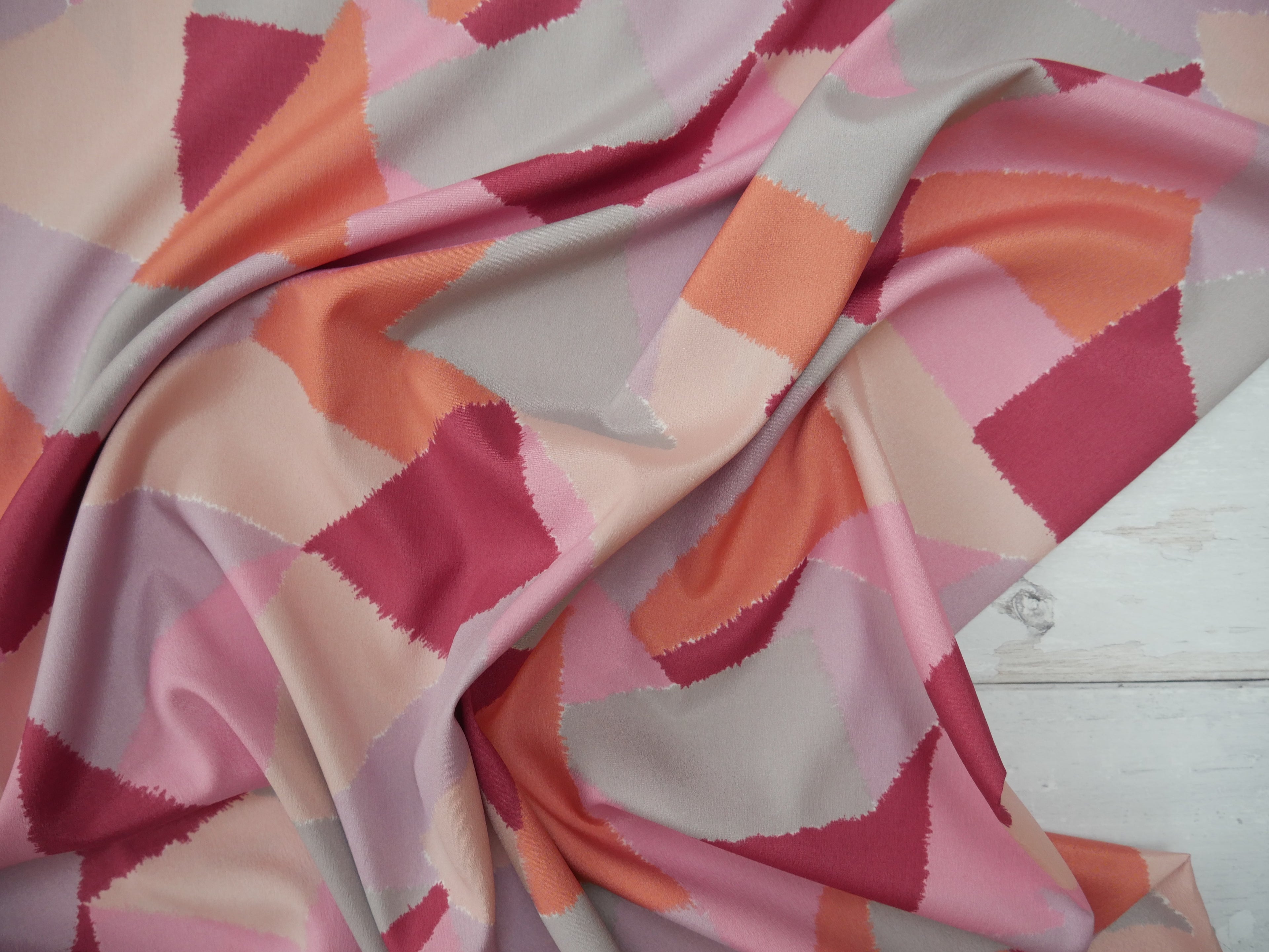 Lady McElroy Crepe De Chine Lining in Cosmetic, £14.00 p/m-Fabric-Flying Bobbins Haberdashery