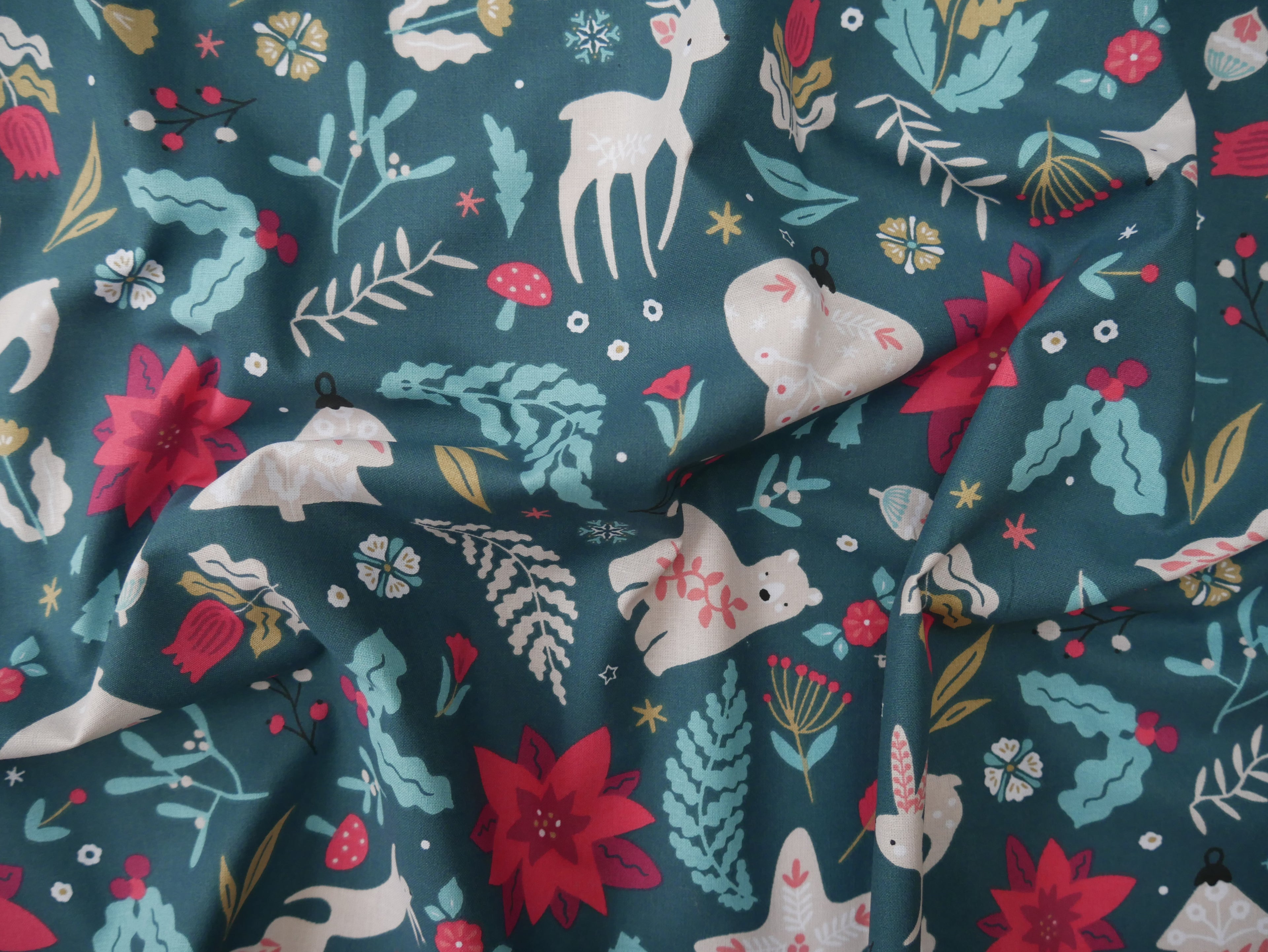 Festive Forest Printed Cotton, £14.00 p/m-Fabric-Flying Bobbins Haberdashery