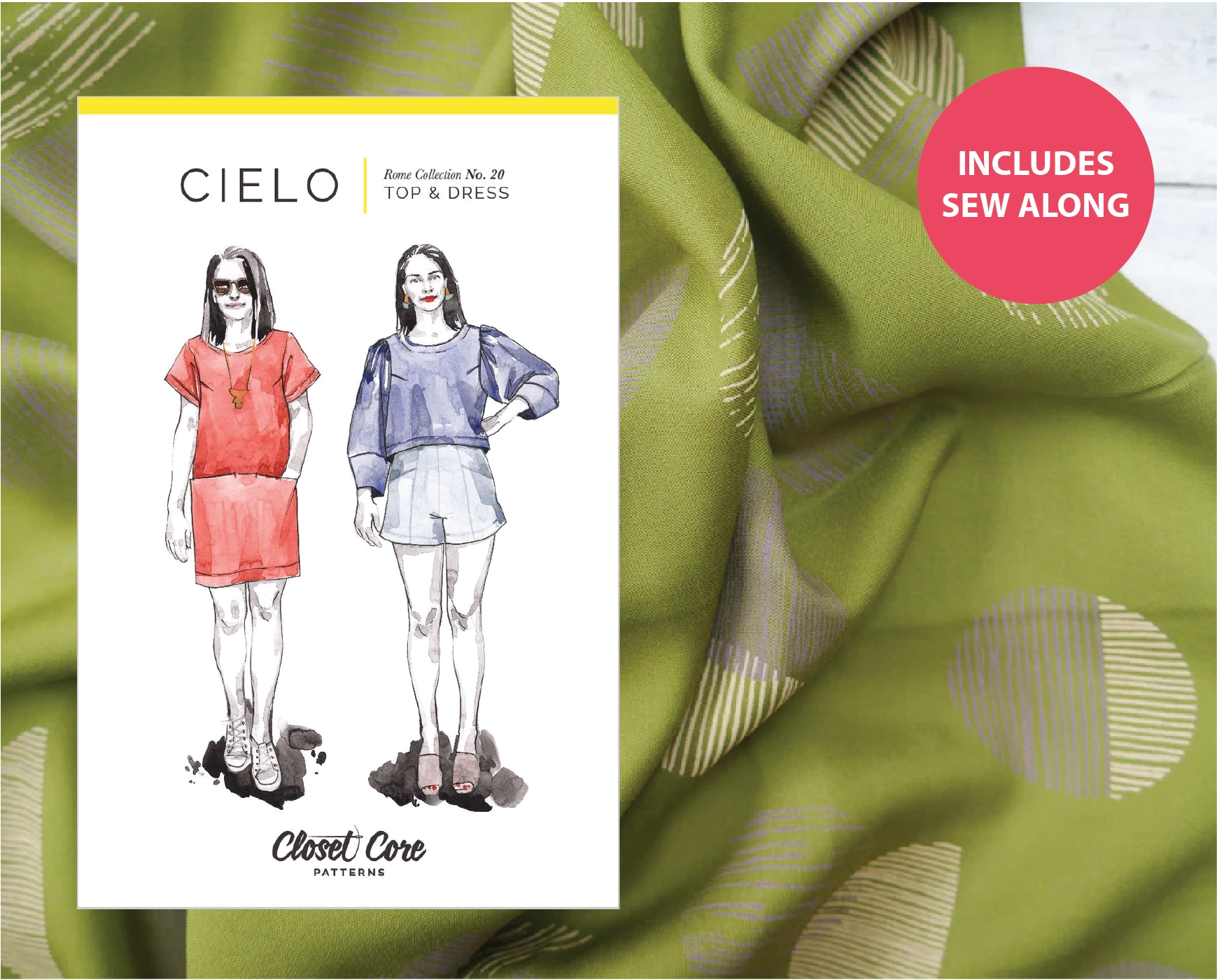 Cielo Dress Kit - Jane Viscose in Matcha Leaf-Sewing Kit-Flying Bobbins Haberdashery