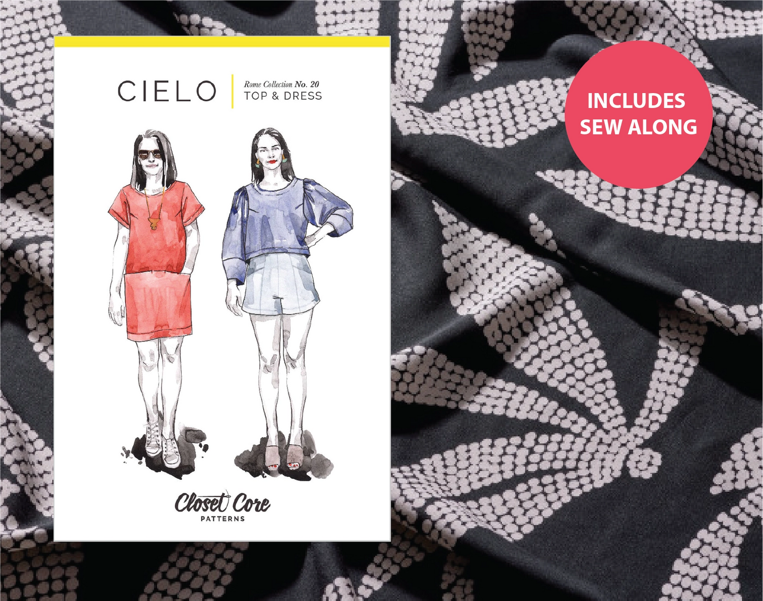 Cielo Dress Kit - Kaola Viscose in Charcoal-Sewing Kit-Flying Bobbins Haberdashery