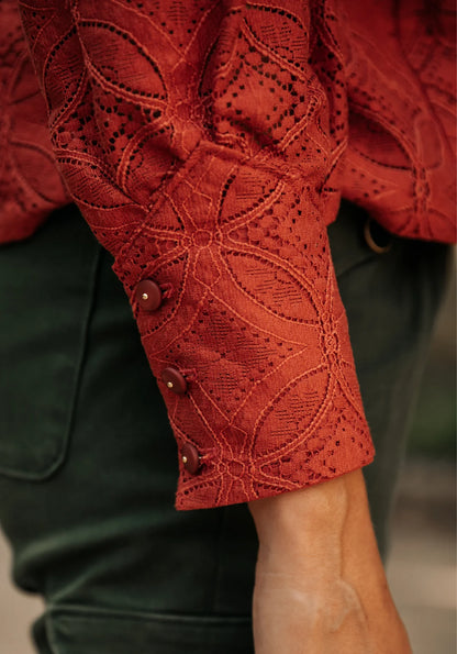 Cicadella Blouse Kit - Heartbeat Rayon Crepe by Lady McElroy in Red-Sewing Kit-Flying Bobbins Haberdashery