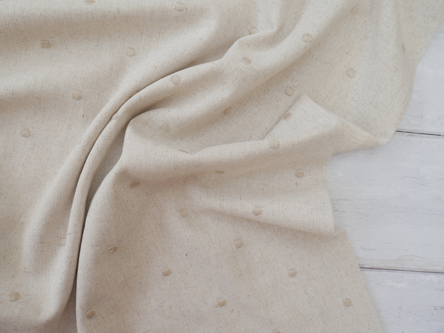 Linen Viscose with Embroidered Spot, £15.00 p/m-Fabric-Flying Bobbins Haberdashery