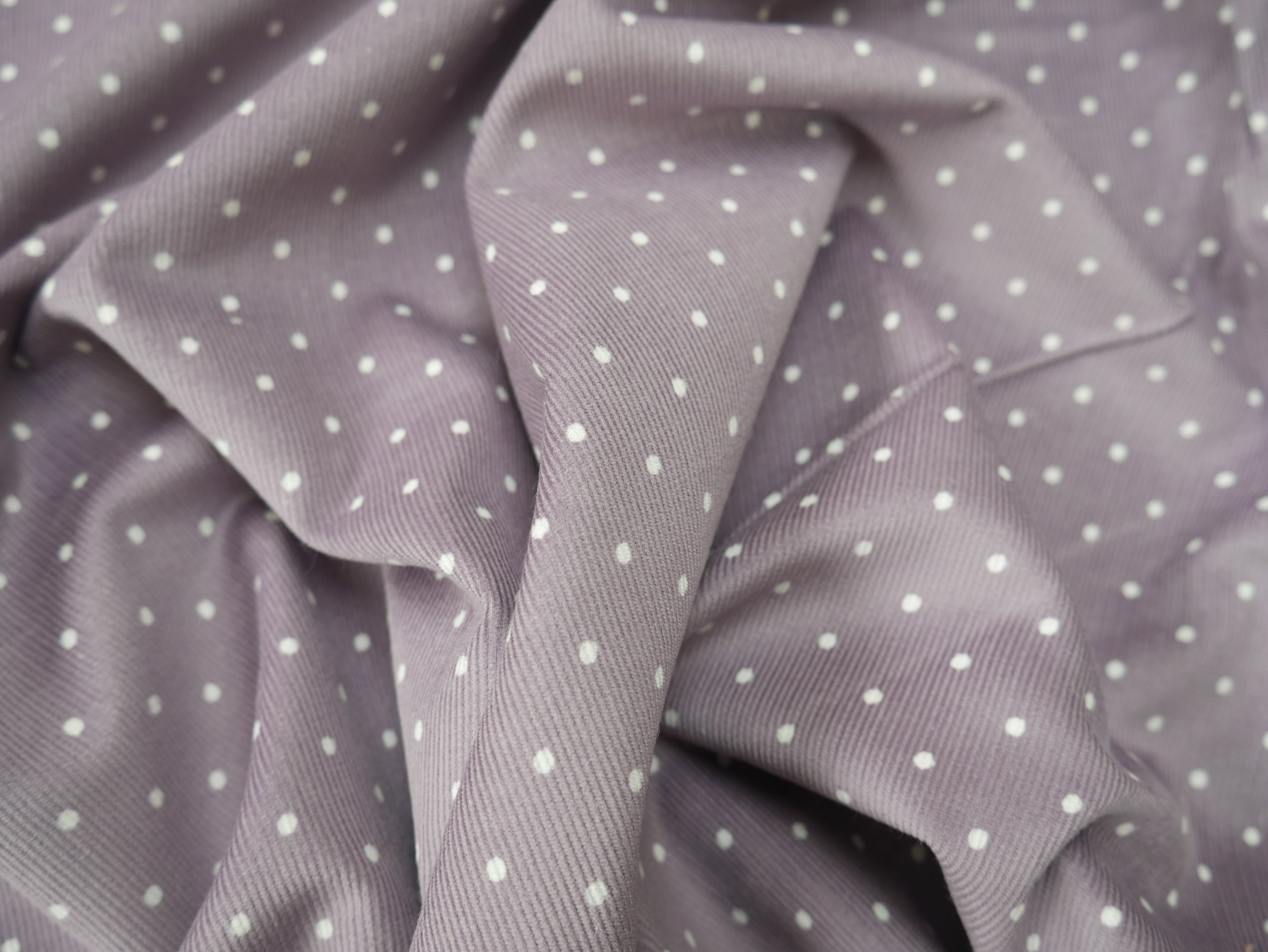 Polka Dot Fine Wale Corduroy Devine Parma Fabric, £19.50 p/m-Corduroy-Flying Bobbins Haberdashery