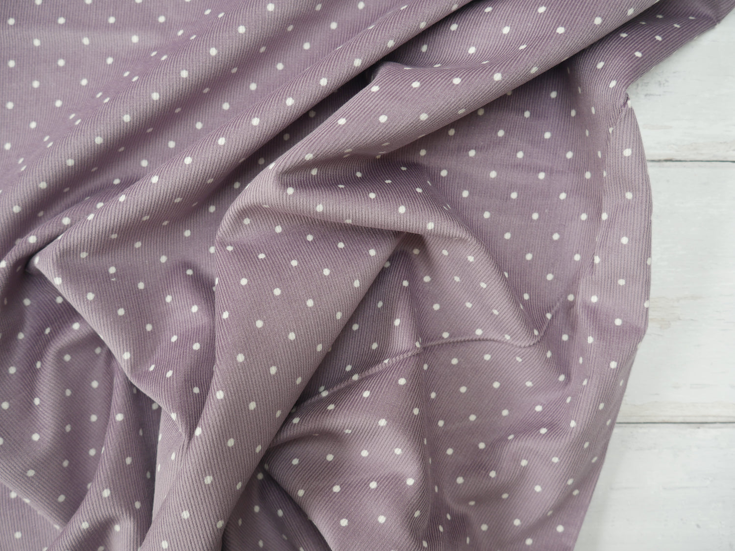 Polka Dot Fine Wale Corduroy Devine Parma Fabric, £19.50 p/m-Corduroy-Flying Bobbins Haberdashery