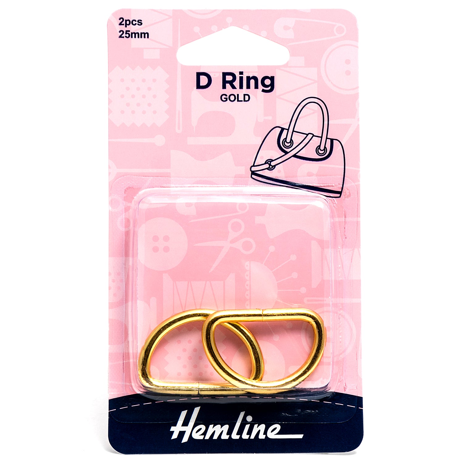 Hemline 25mm D-Rings in Gold, 2 pack-Trim-Flying Bobbins Haberdashery