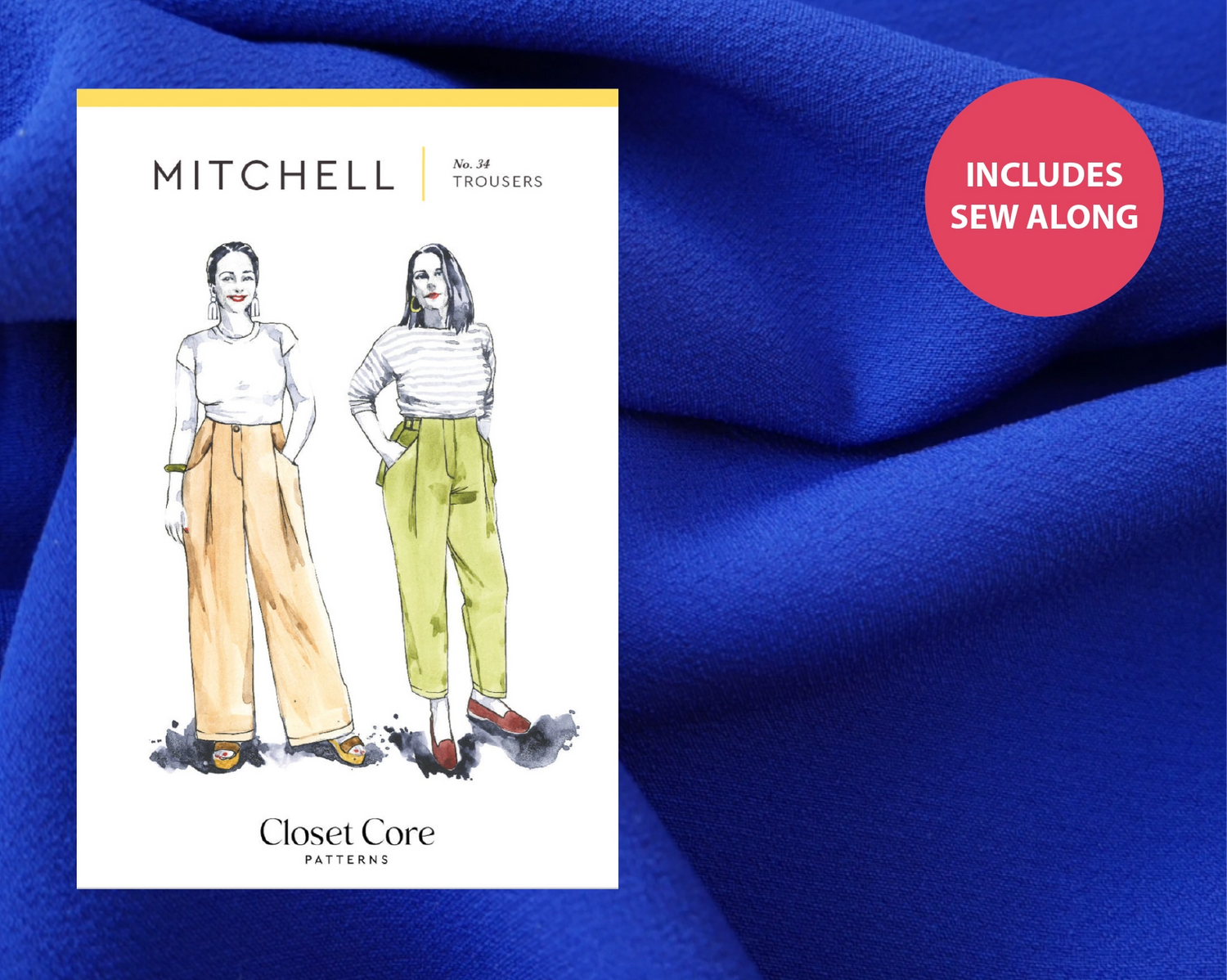 Mitchell Trousers Kit - Sydney Crepe in Sapphire-Sewing Kit-Flying Bobbins Haberdashery