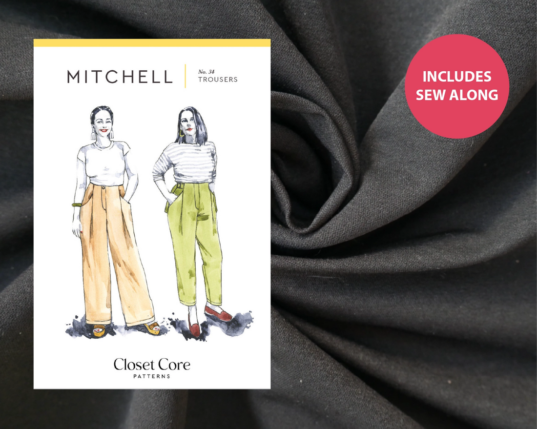 Mitchell Trousers (View A) Kit - Bengaline in Black-Sewing Kit-Flying Bobbins Haberdashery