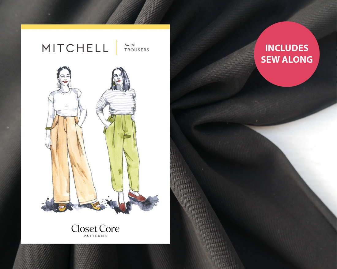 Mitchell Trousers Kit - Lyocell Viscose Twill in Black-Sewing Kit-Flying Bobbins Haberdashery