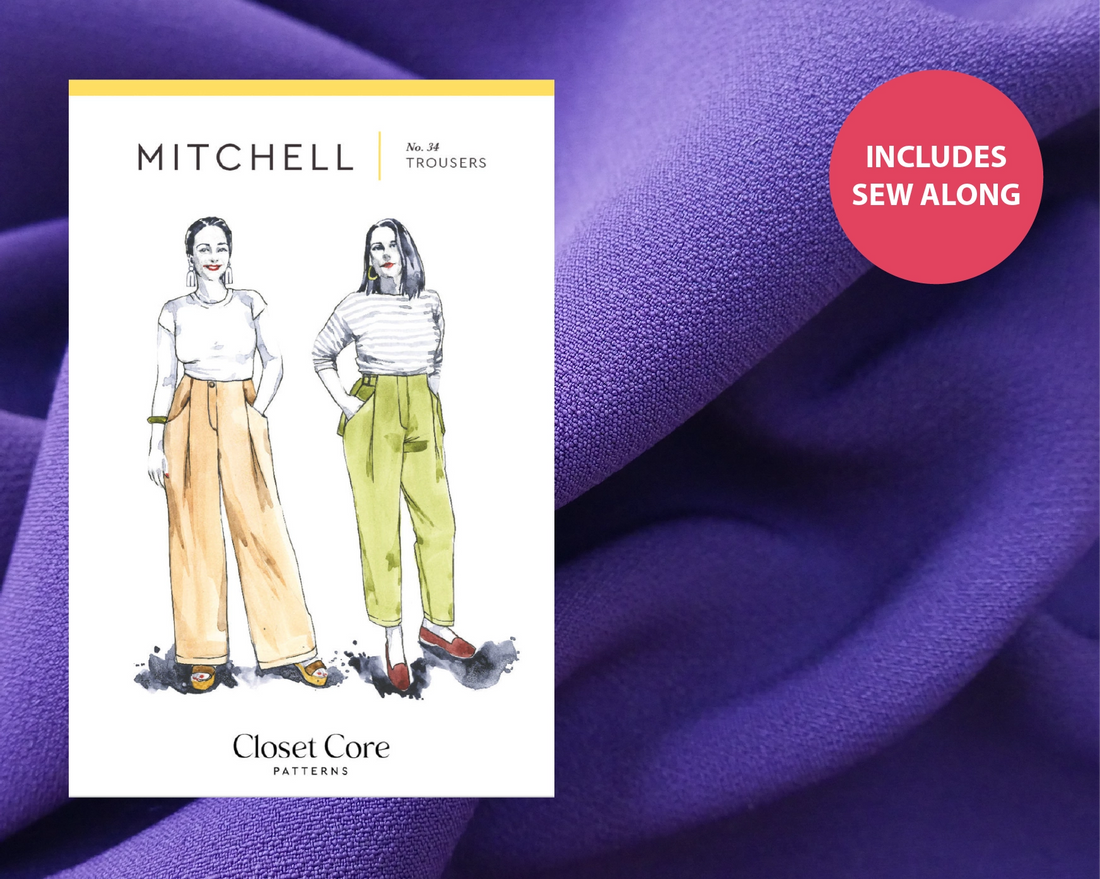 Mitchell Trousers Kit - Sydney Crepe in Violet-Sewing Kit-Flying Bobbins Haberdashery