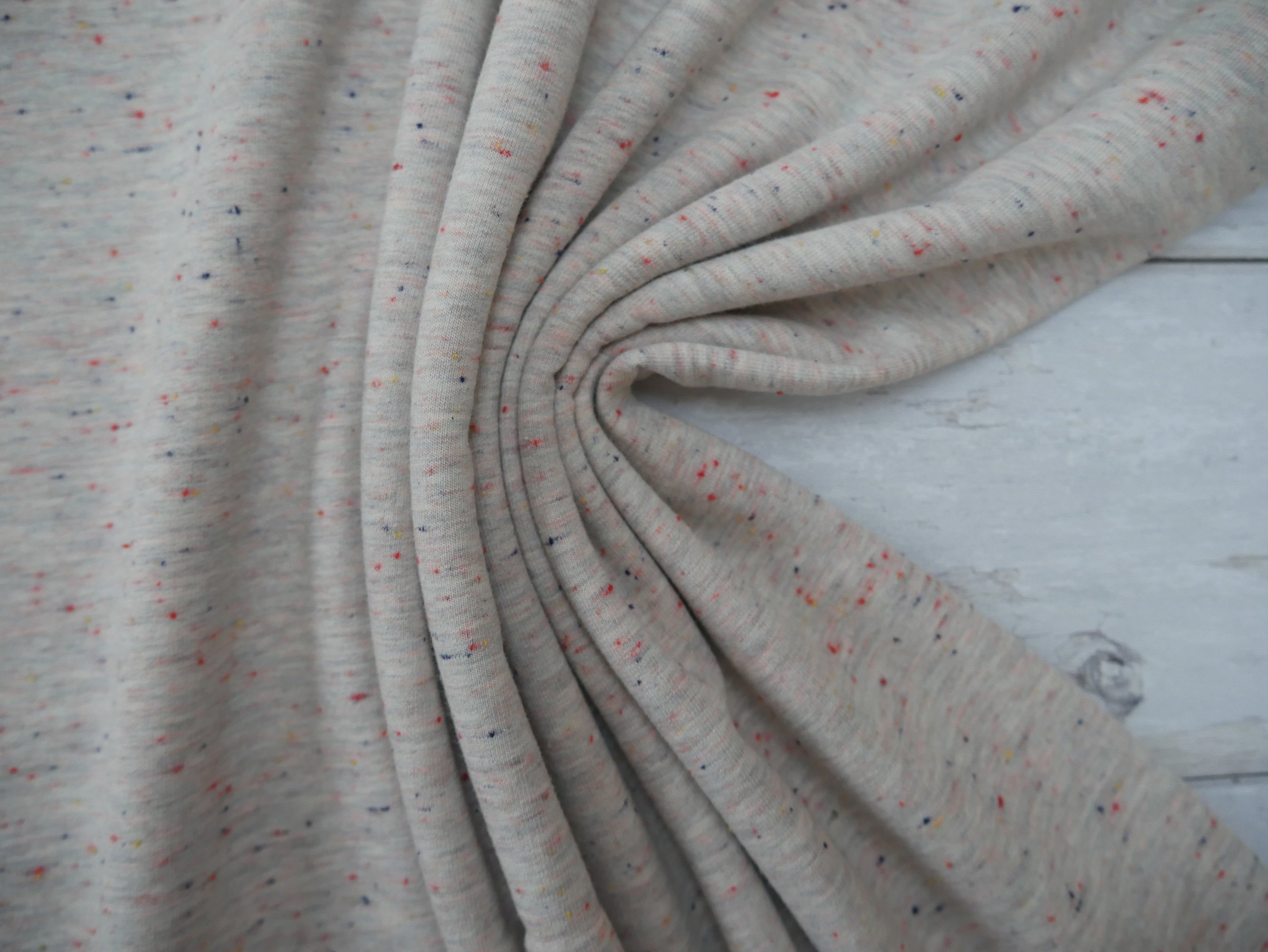 Speckled Cotton Sweat in Ecru, £16.50 p/m-Fabric-Flying Bobbins Haberdashery