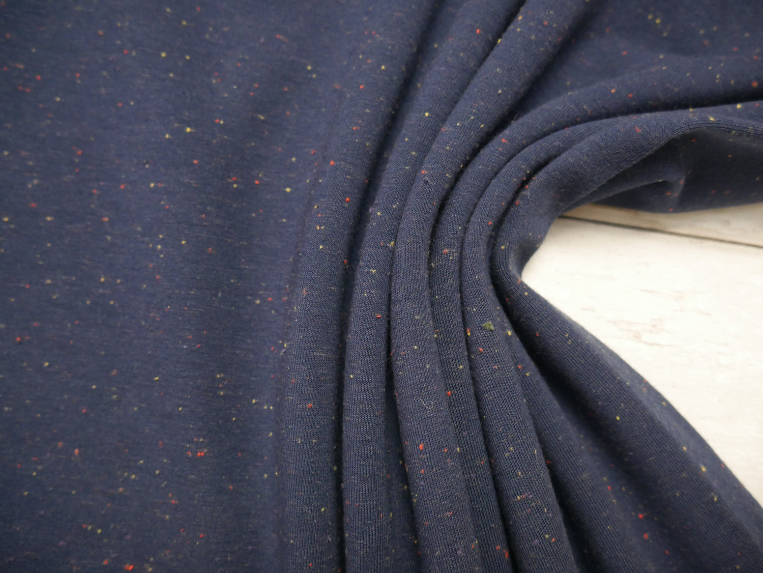 Speckled Cotton Sweat in Navy, £16.50 p/m-Fabric-Flying Bobbins Haberdashery