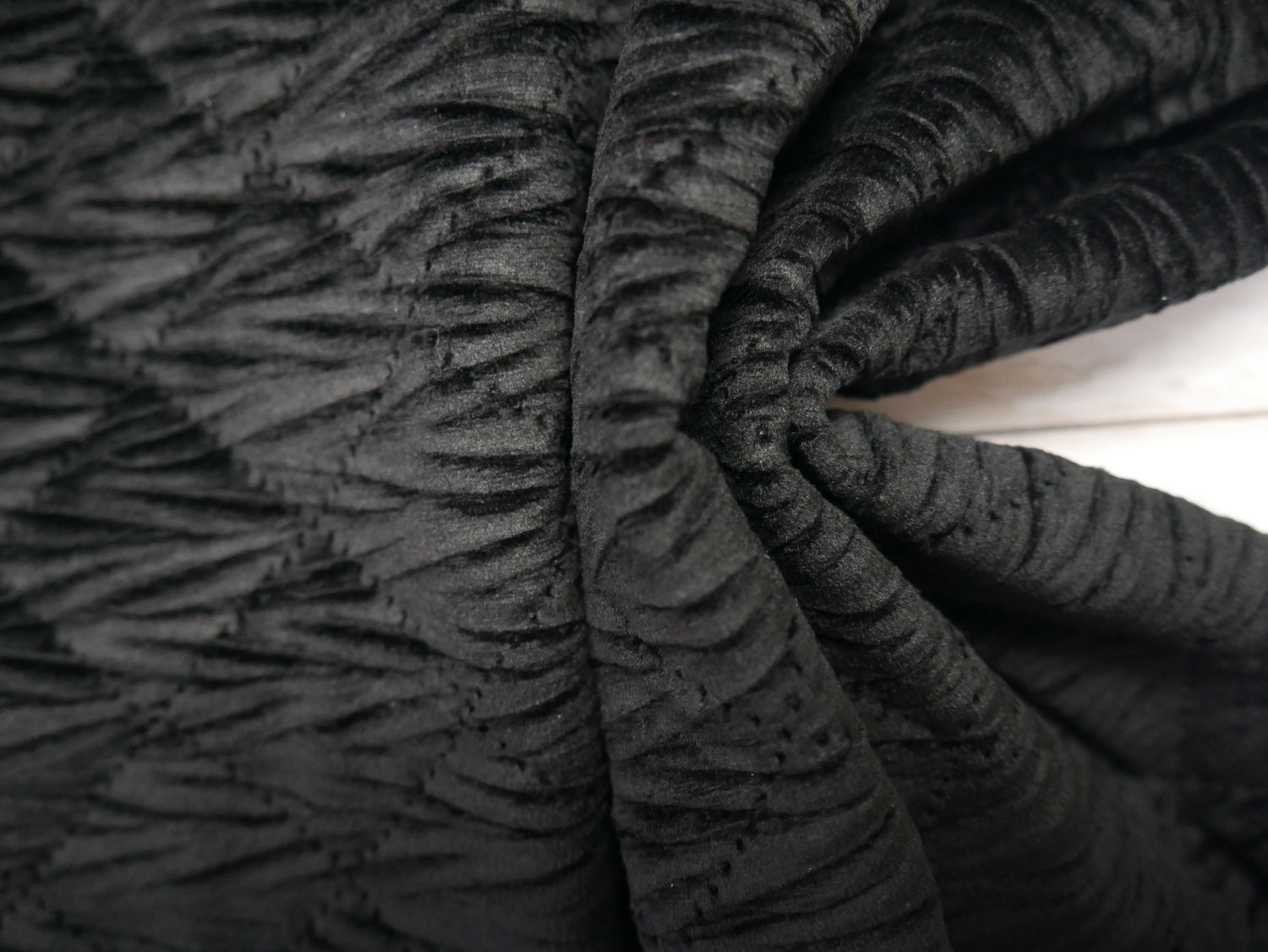 Quilted Velvet in Black, £16.00 p/m-Fabric-Flying Bobbins Haberdashery