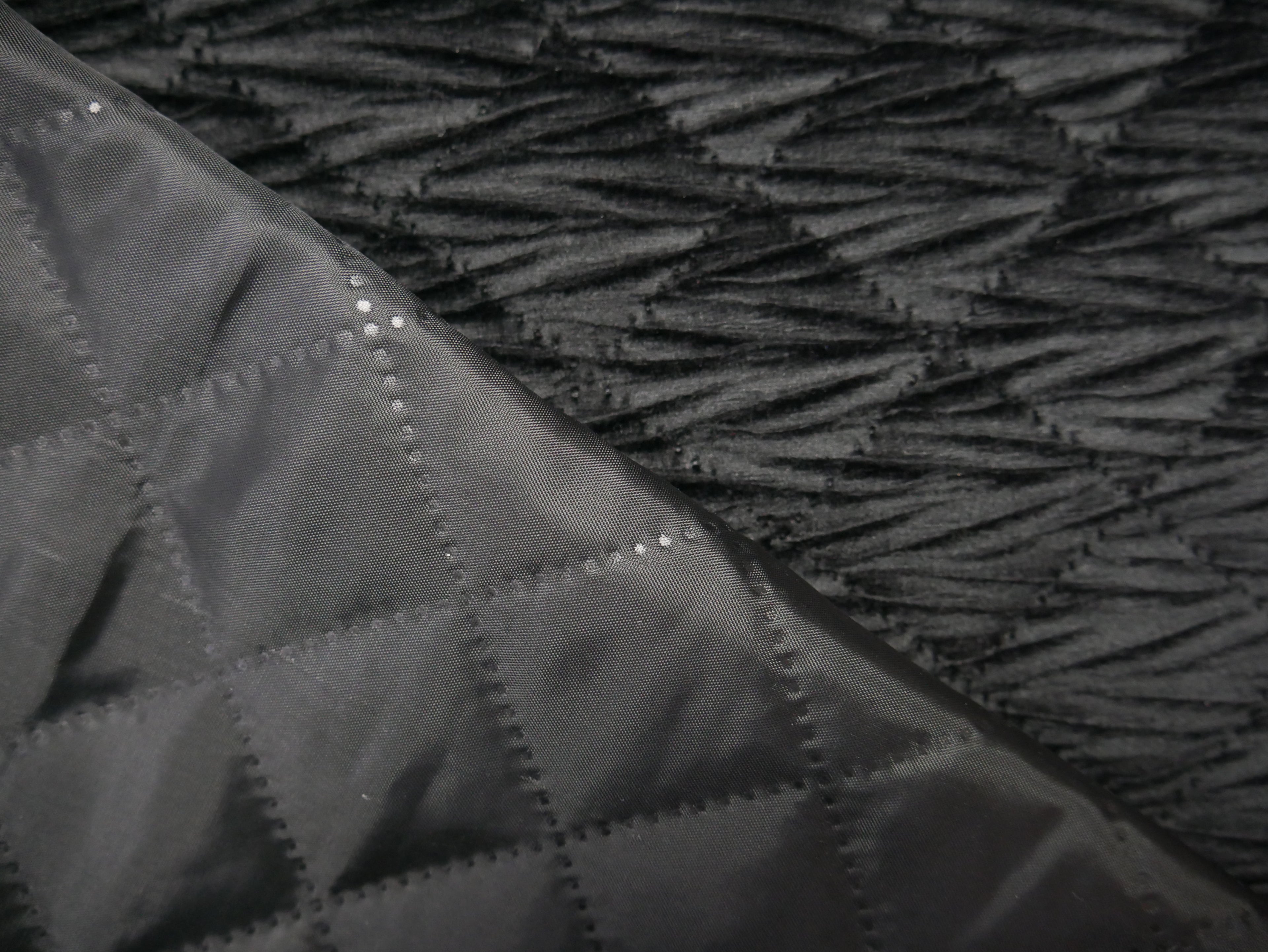 Quilted Velvet in Black, £16.00 p/m-Fabric-Flying Bobbins Haberdashery