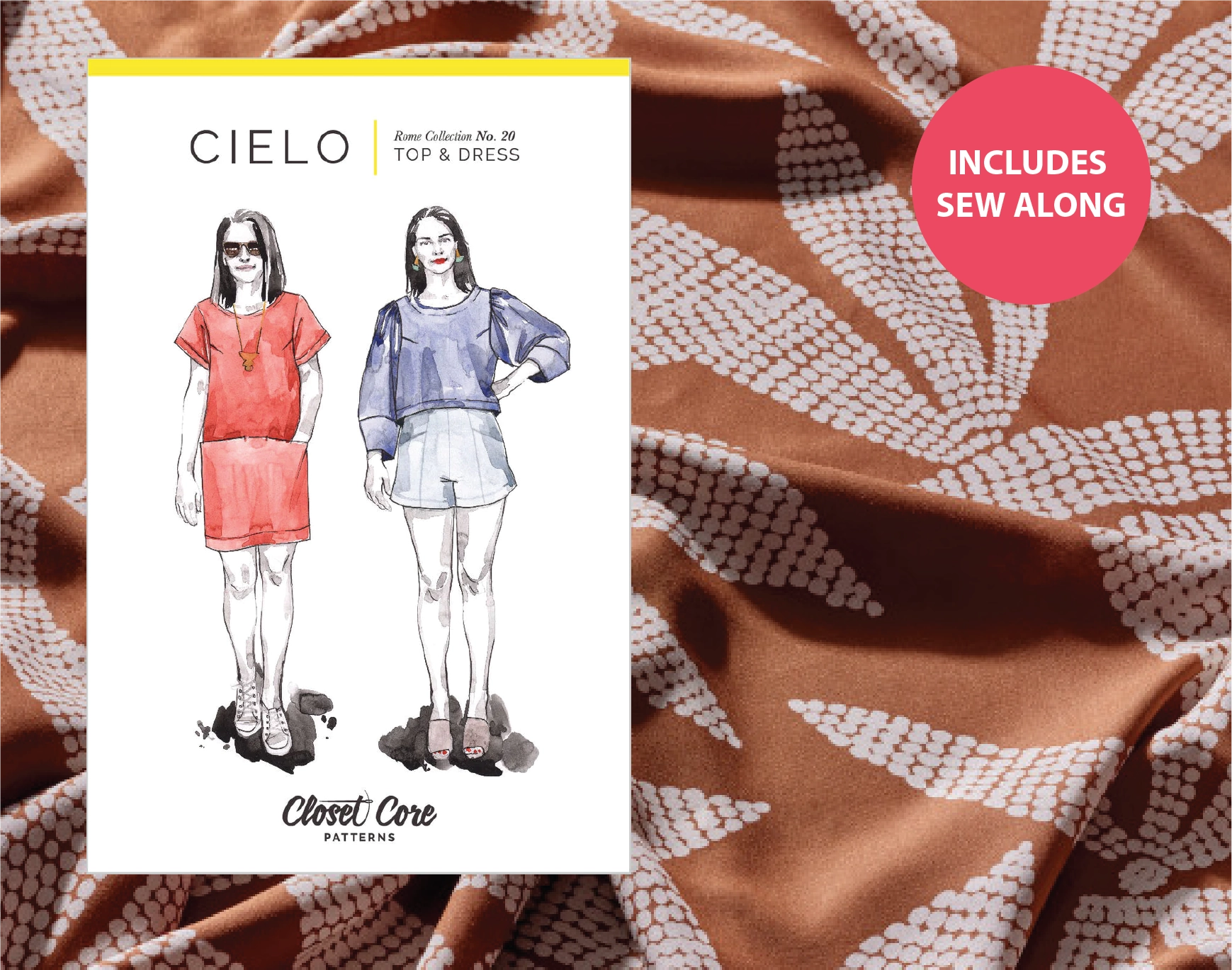 Cielo Dress Kit - Kaola Viscose in Pecan Pie-Sewing Kit-Flying Bobbins Haberdashery